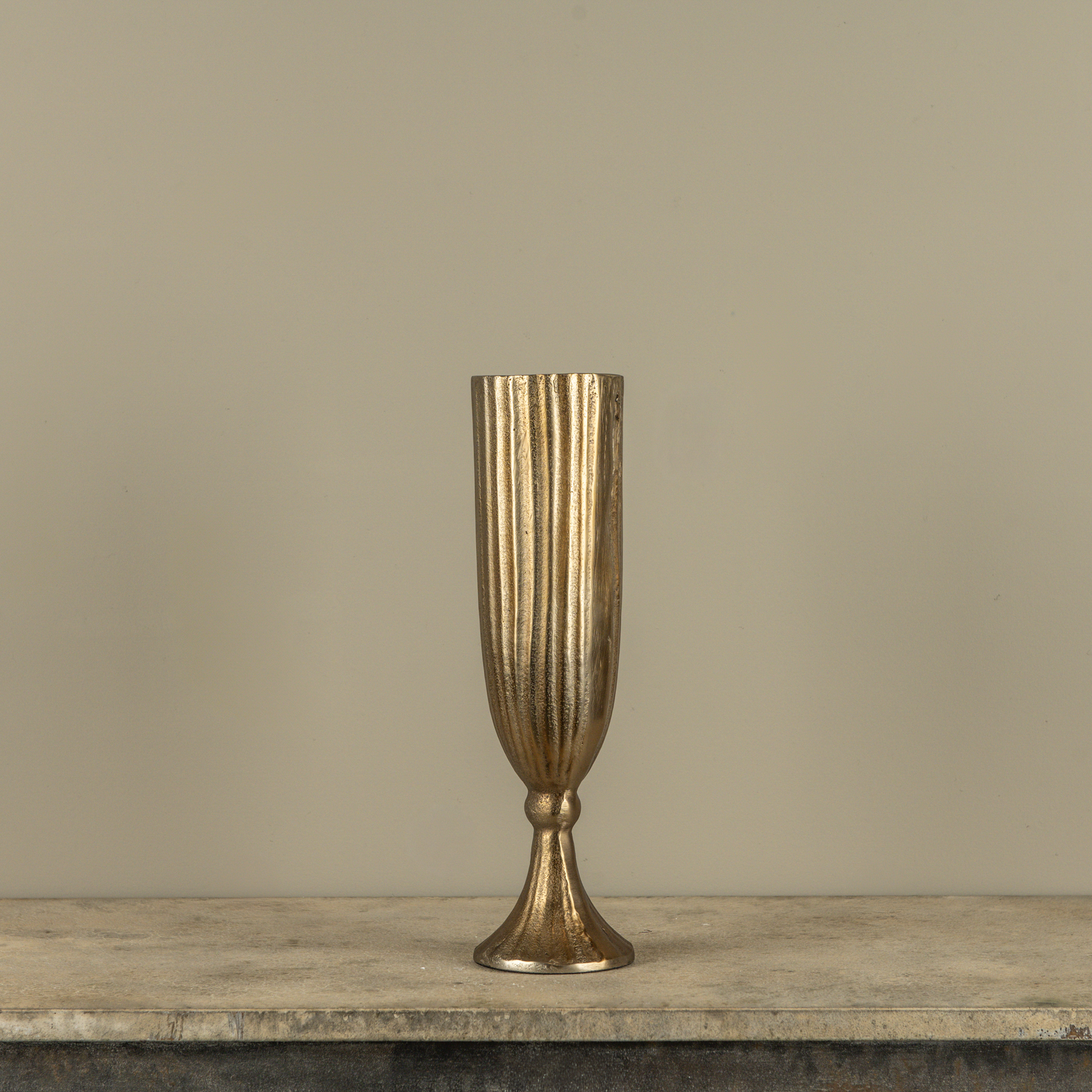 16" GOLD RIBBED VASE