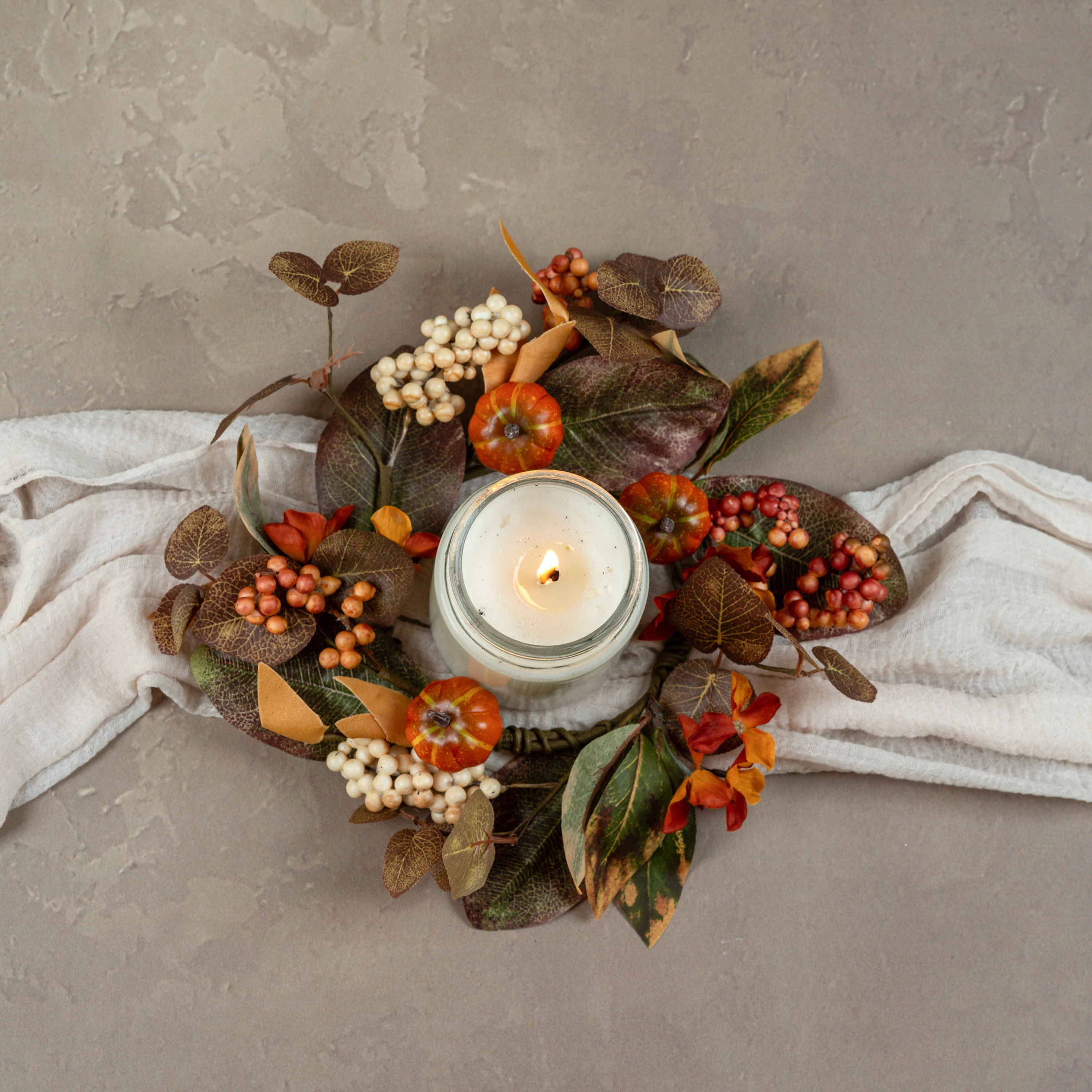 12" MIXED HARVEST CANDLE RING