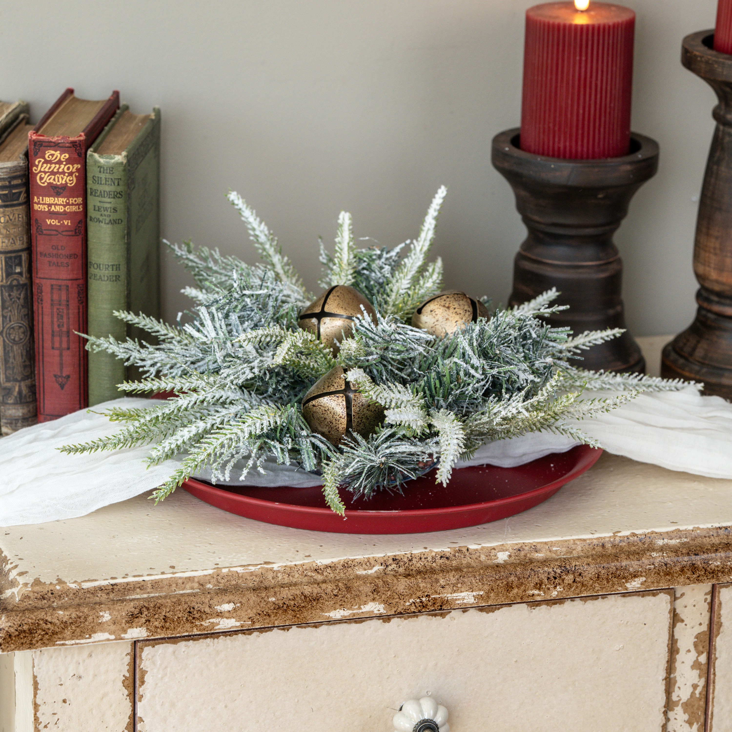 12" WINTERY PINE BALL W/ BELLS