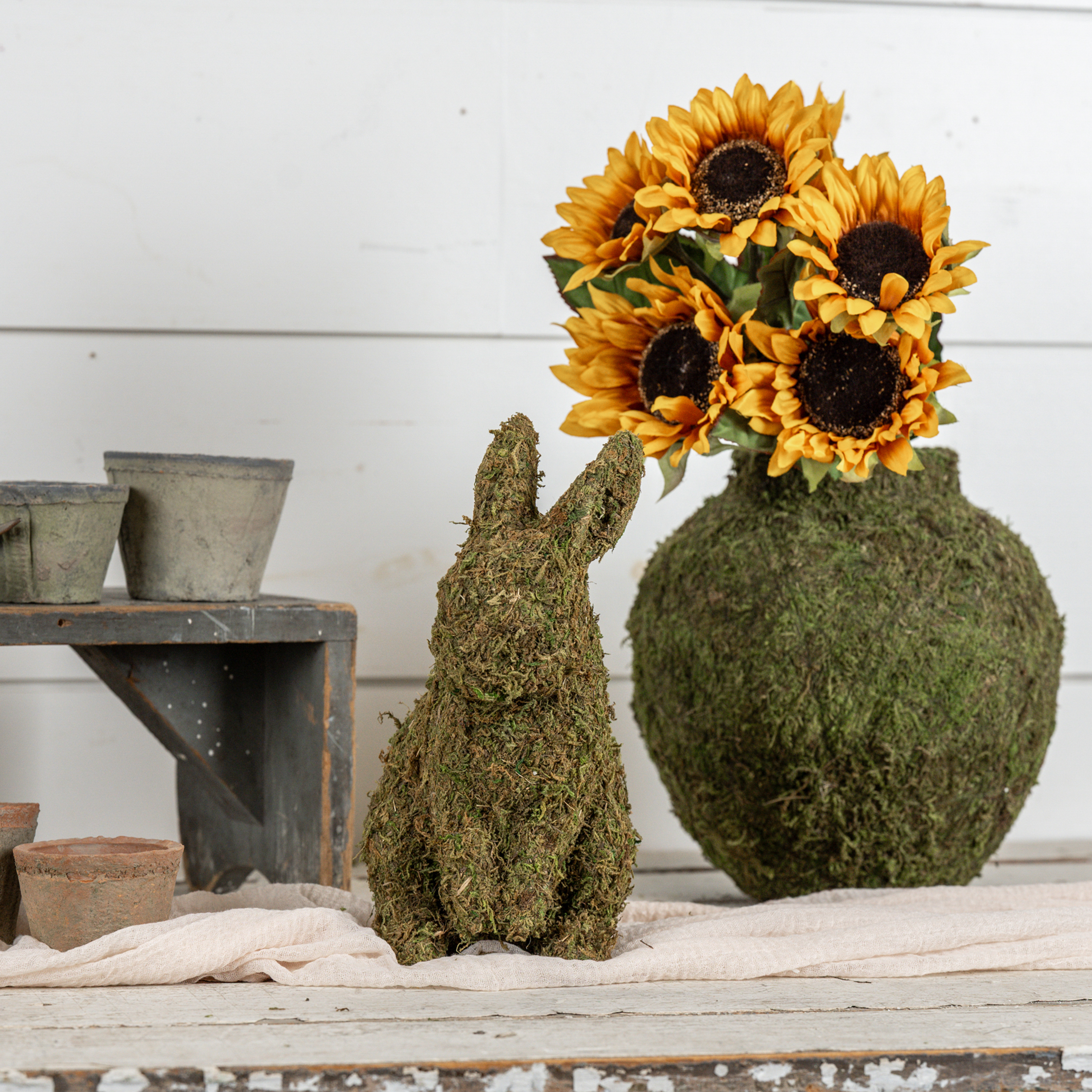 11.5" SNUGGLED MOSS BUNNY