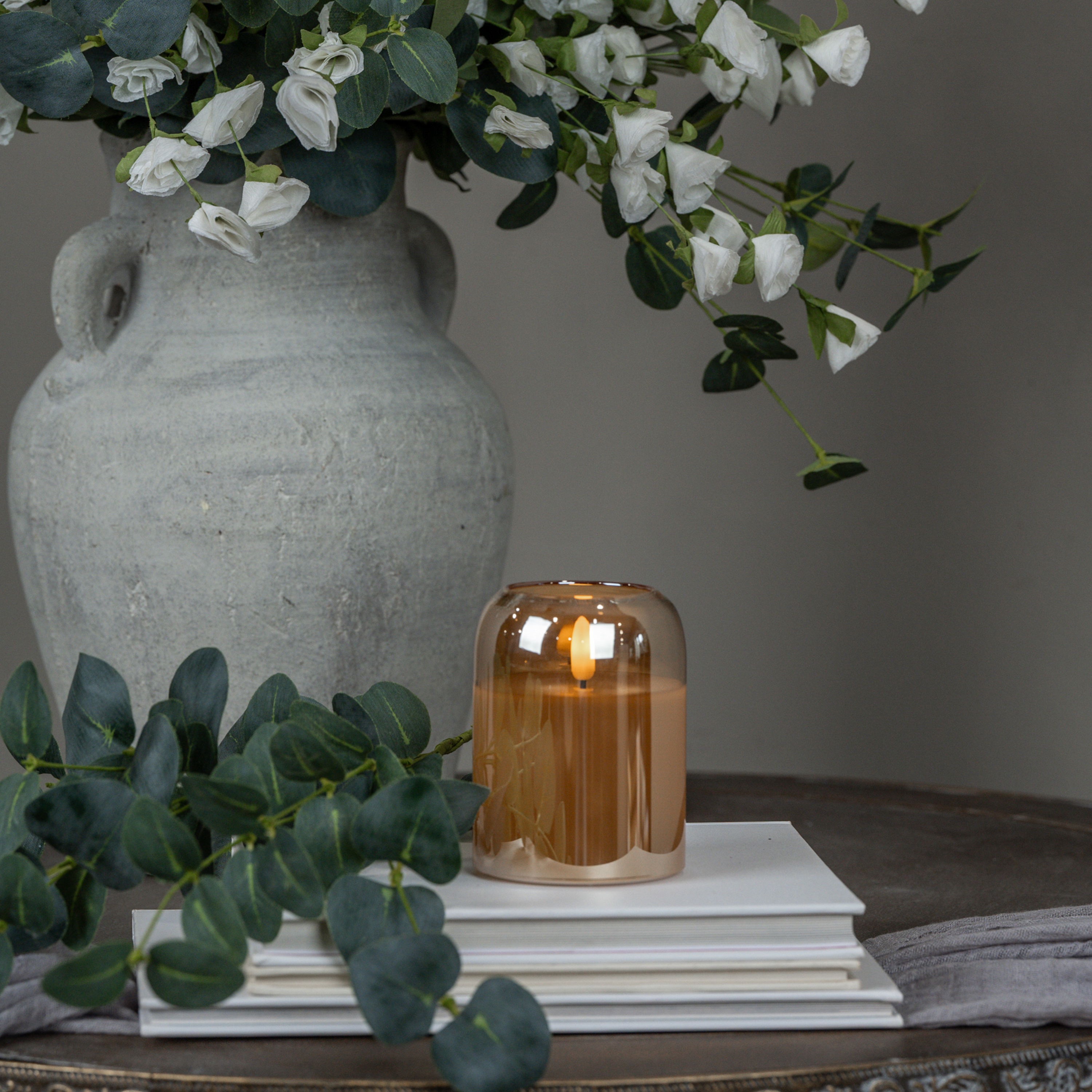 4" ARCHED CHAMPAGNE GLASS 3D FLAME CANDLE
