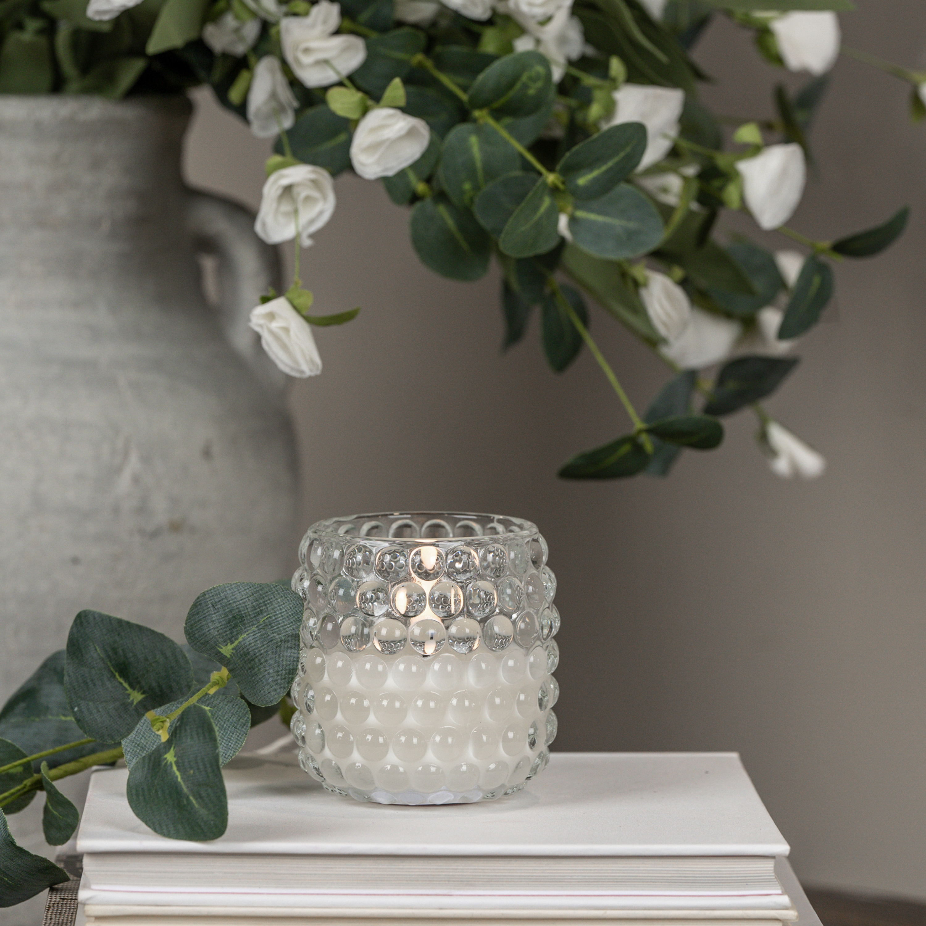 3.5" HOBNAIL GLASS 3D FLAME CANDLE