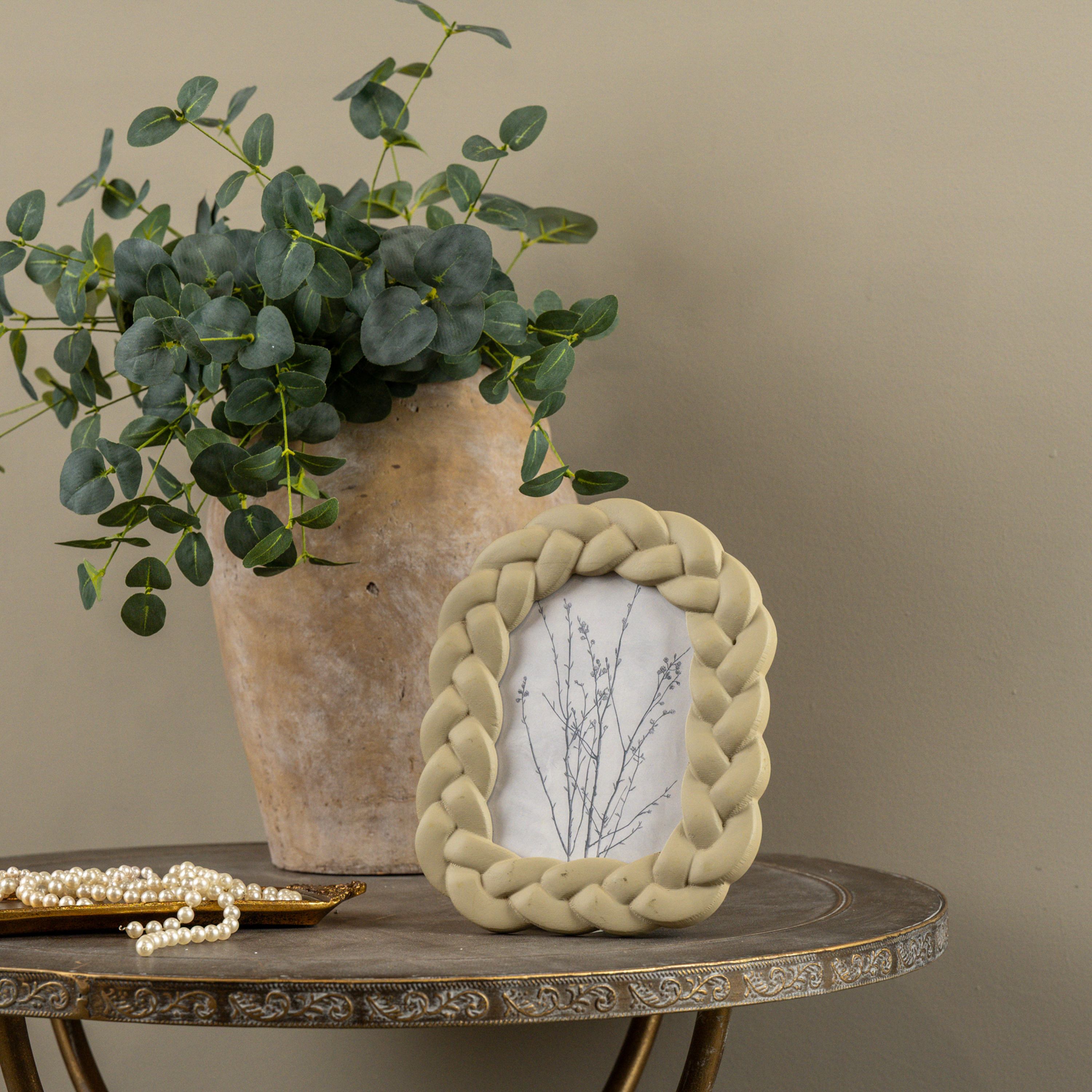 BEIGE BRAIDED PHOTO FRAME
