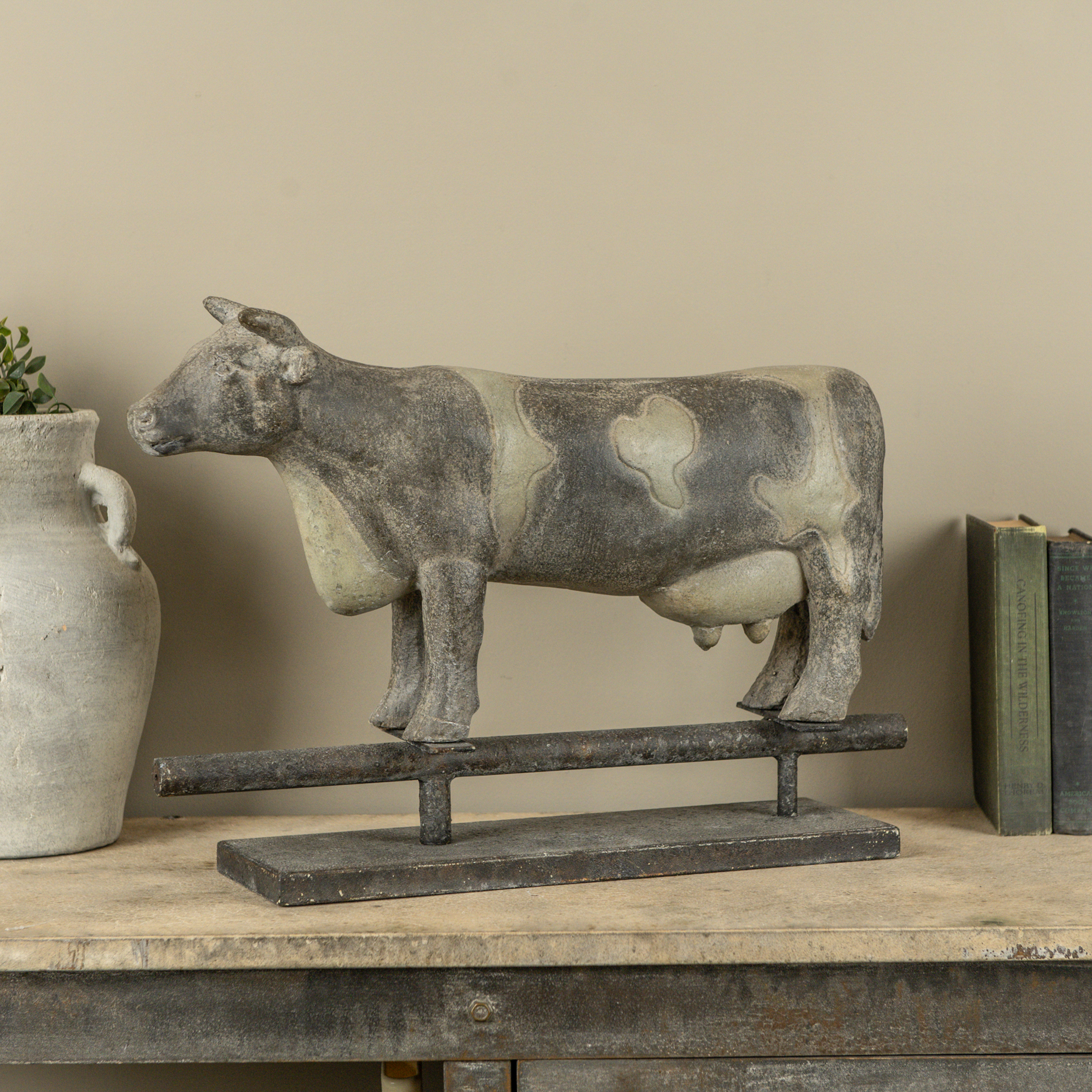 21" COW WEATHERVANE ON BASE