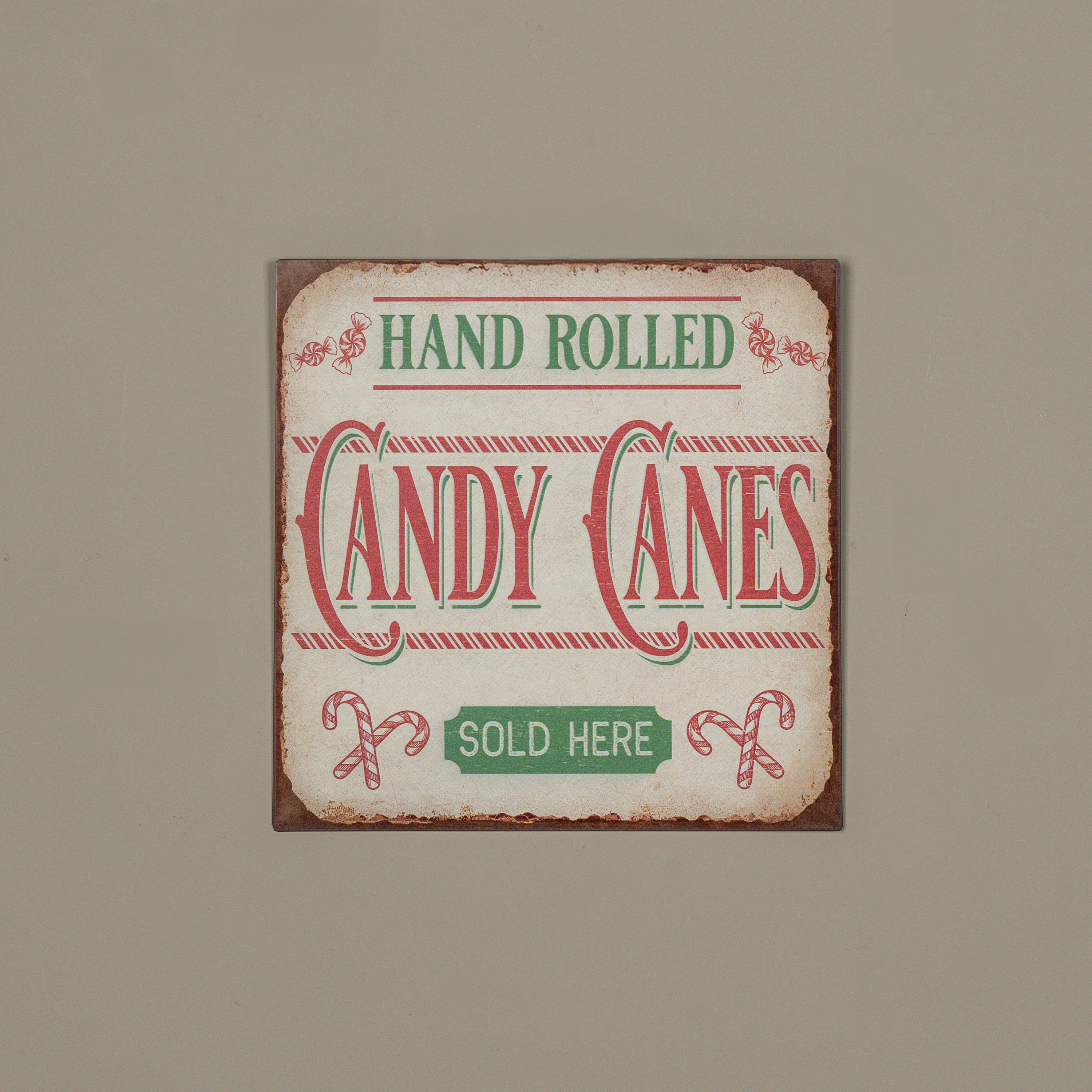12" CANDY CANES METAL SIGN