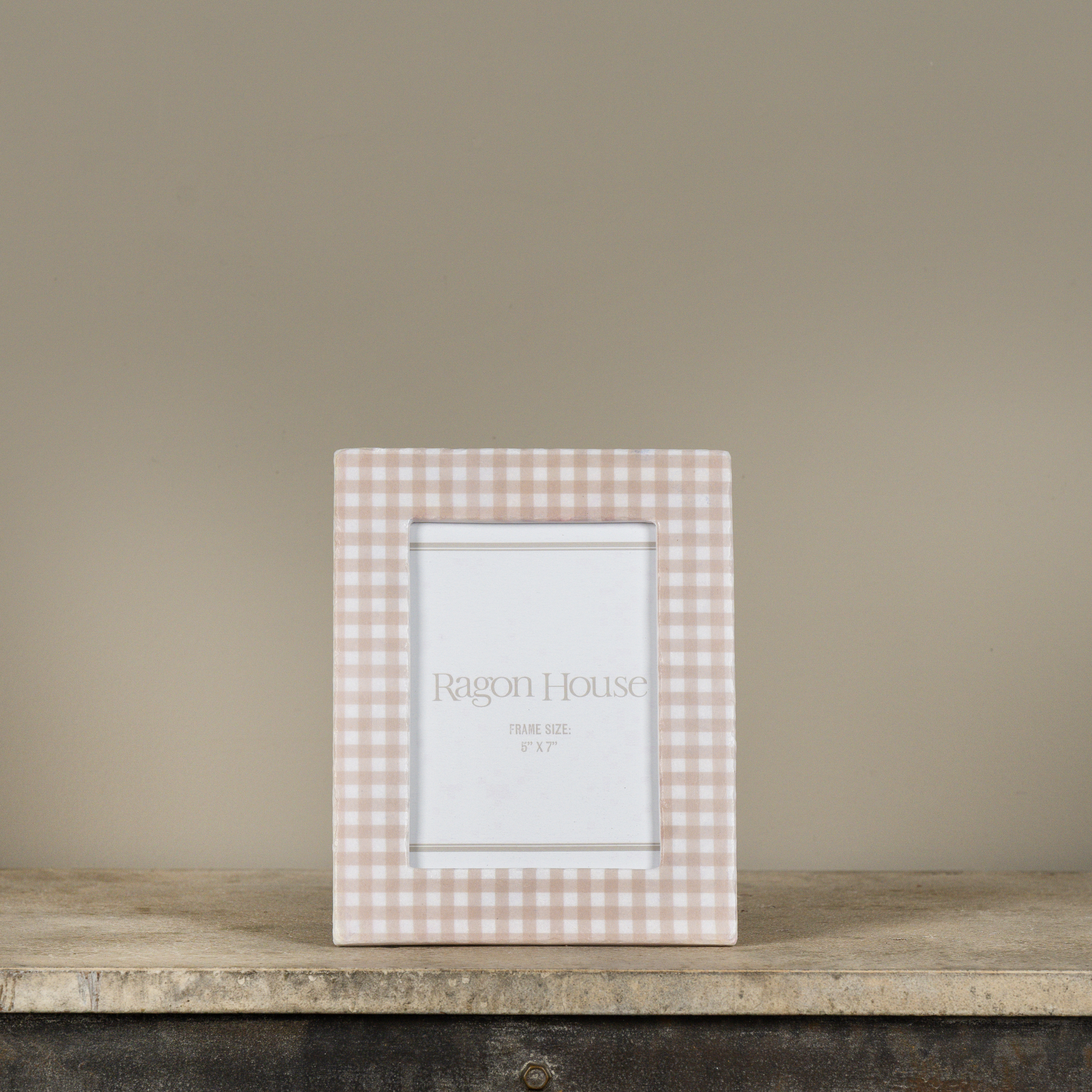 5" X 7" TAN GINGHAM PHOTO FRAME