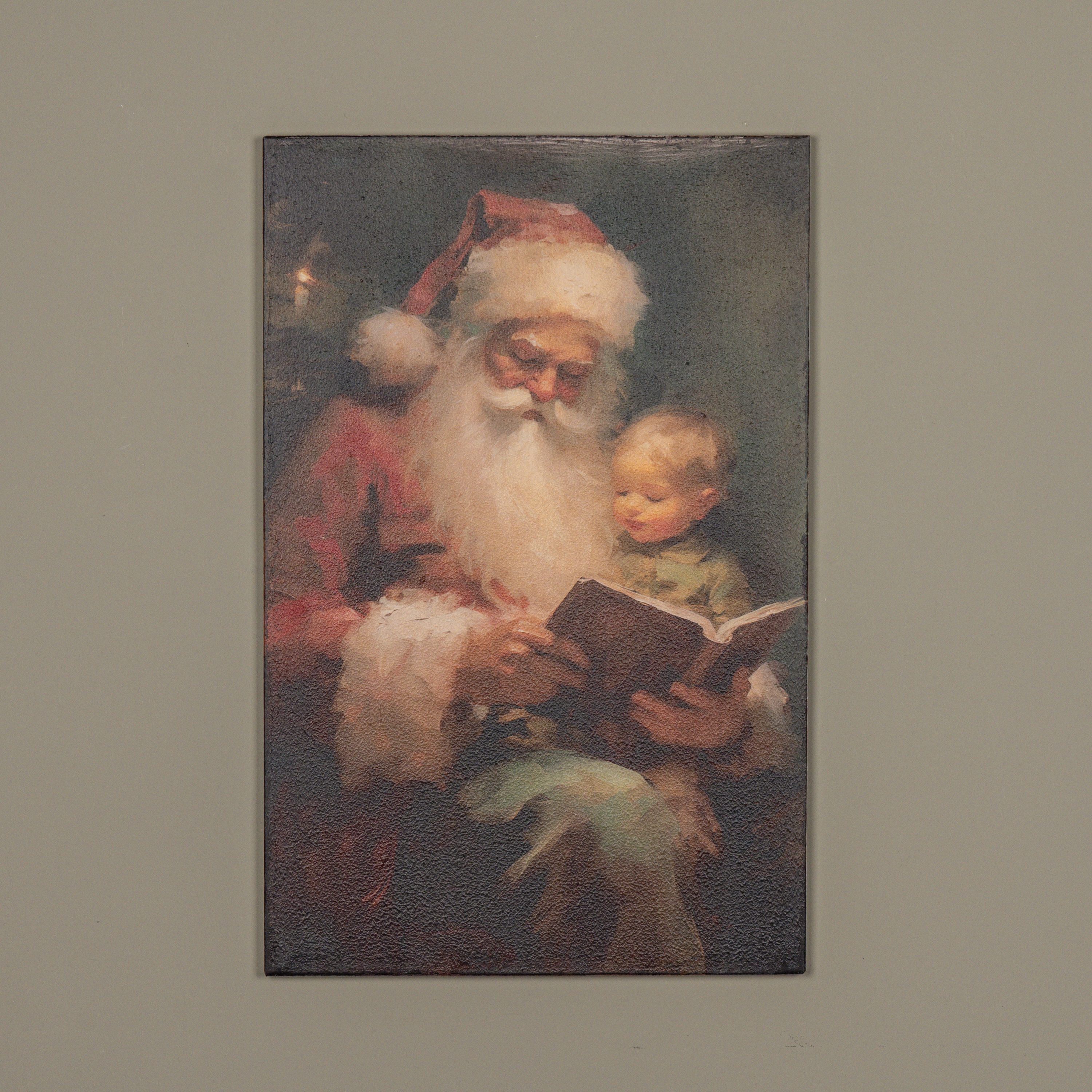 28" X 18" READING SANTA & CHILD PRINT