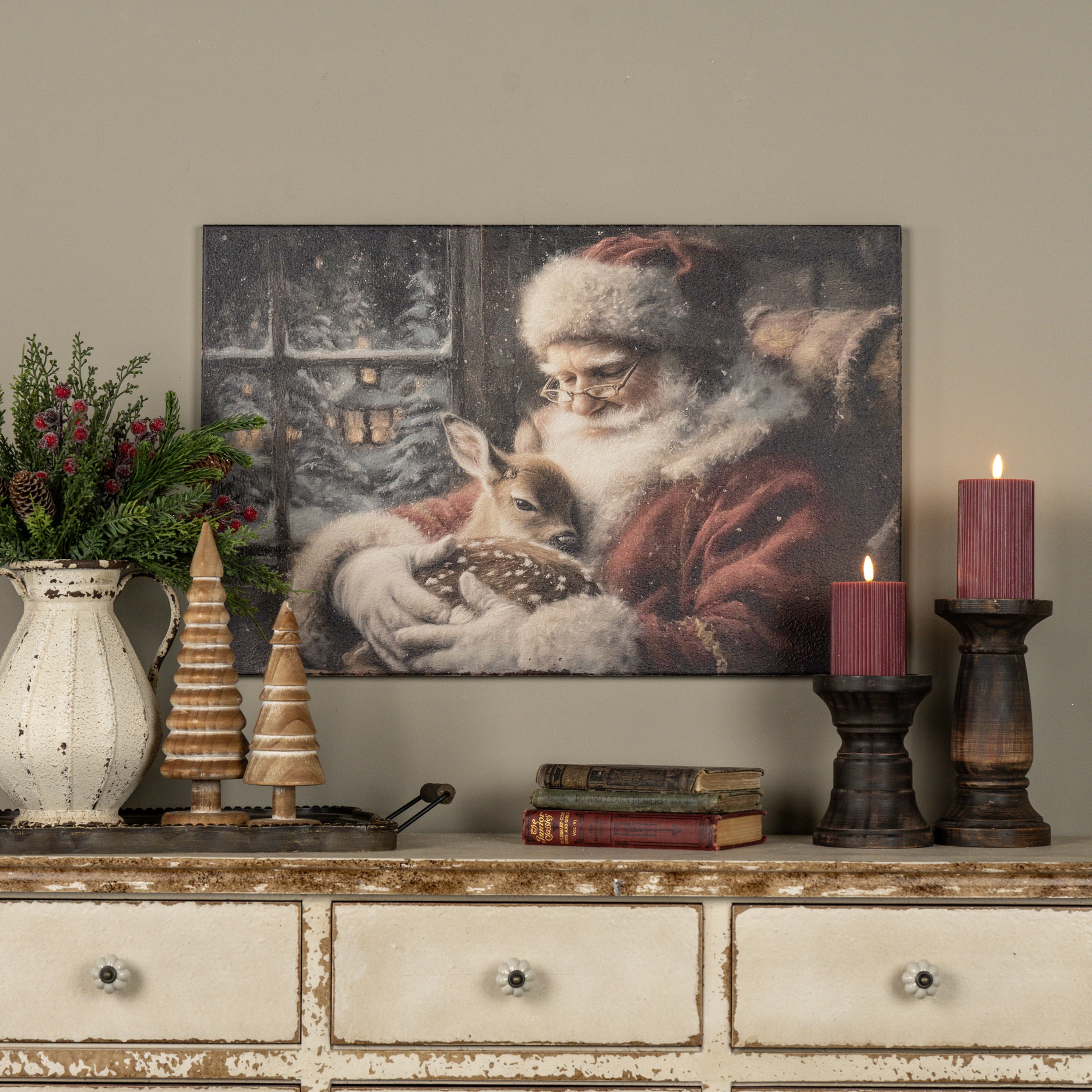 28" X 18" SANTA & FAWN PRINT