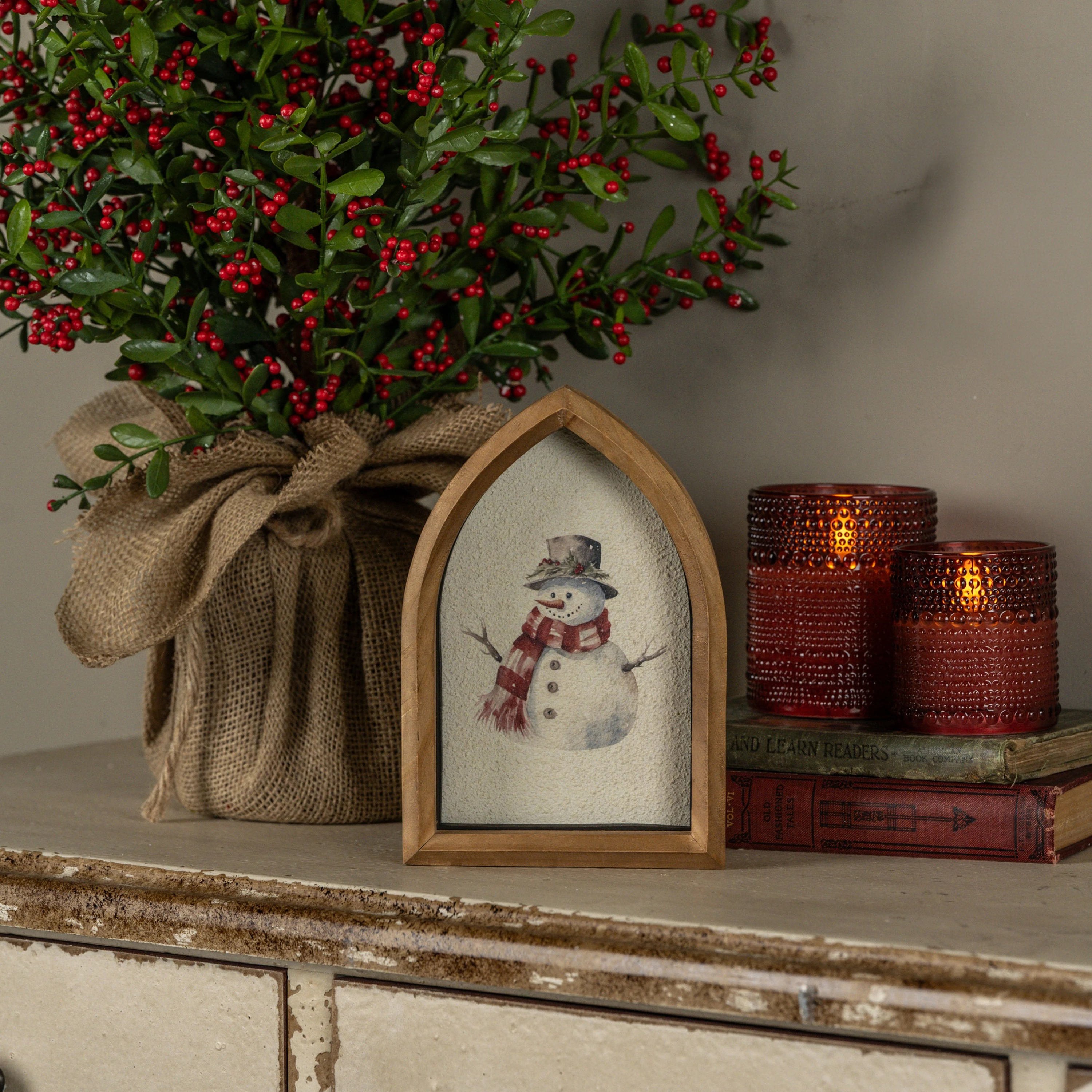 8" SNOWMAN FRAMED TABLETOP SIGN