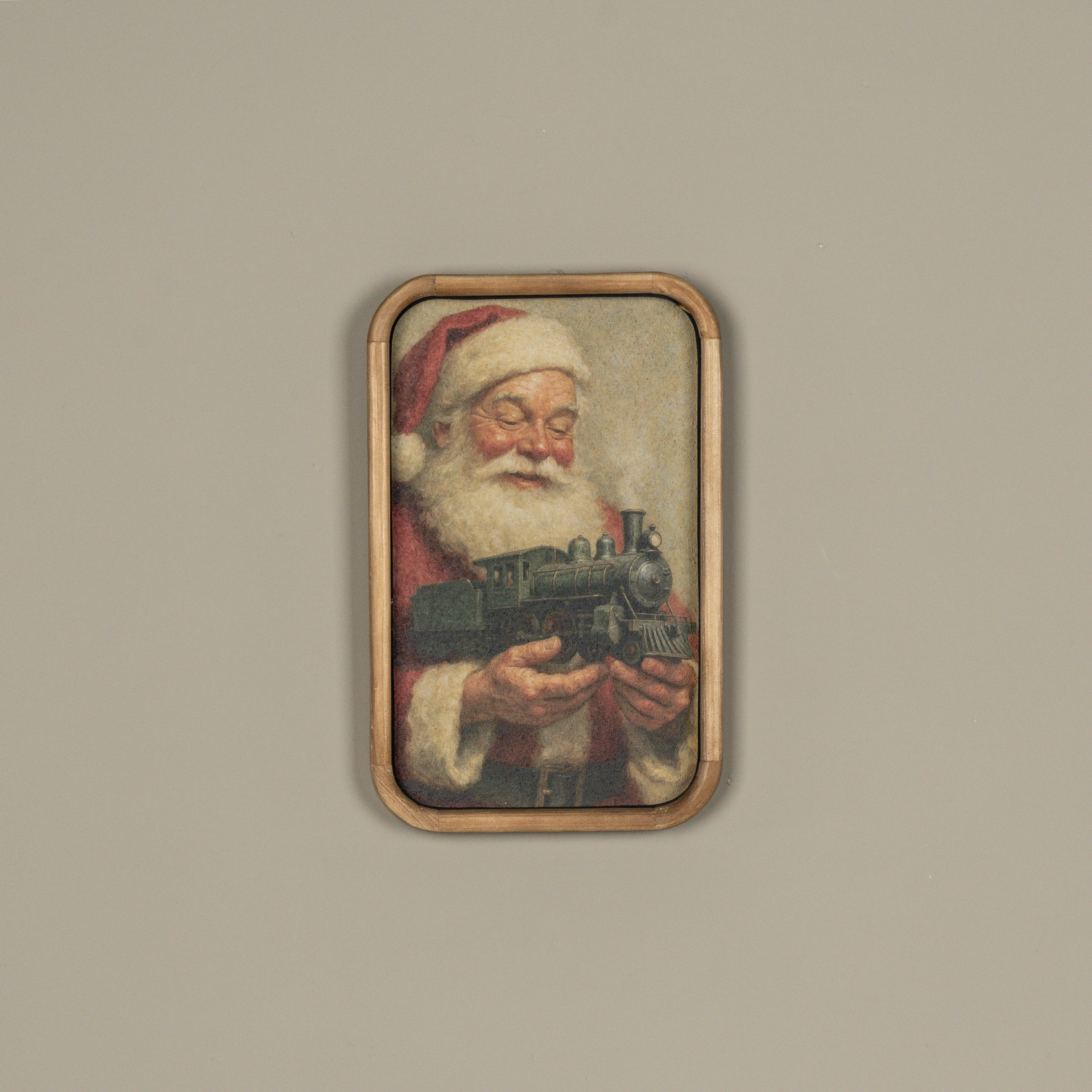 14" LOCOMOTIVE SANTA FRAMED PRINT