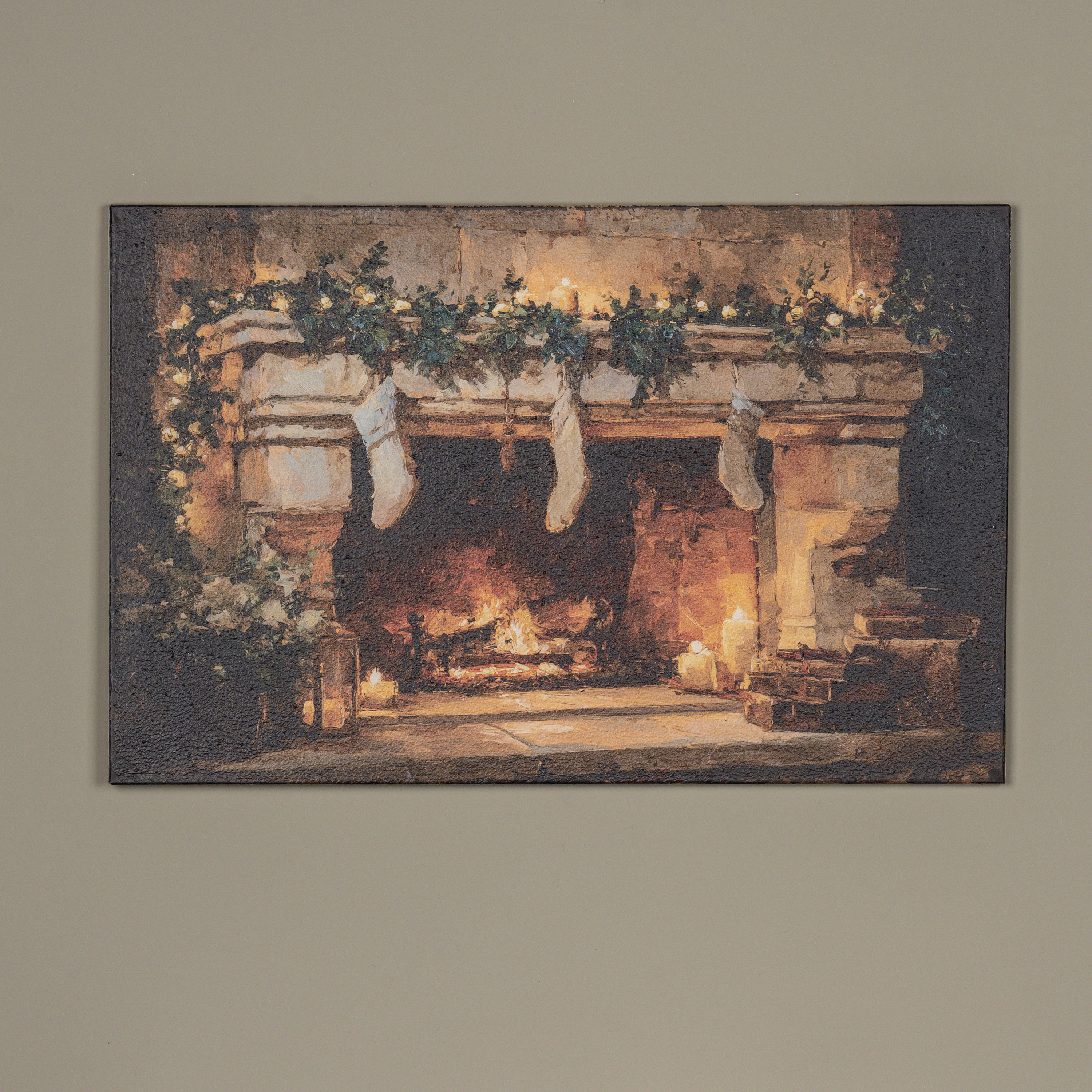 28" GLOWING FIREPLACE PRINT
