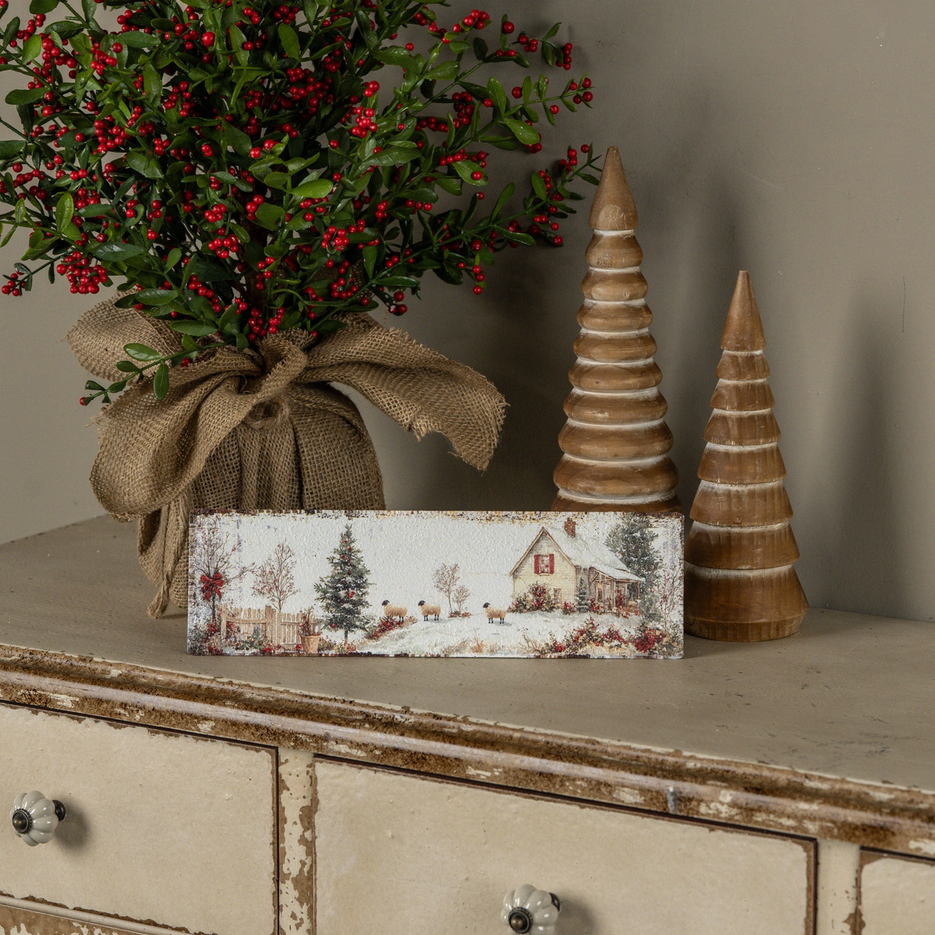 12" CHRISTMAS COTTAGE SIGN