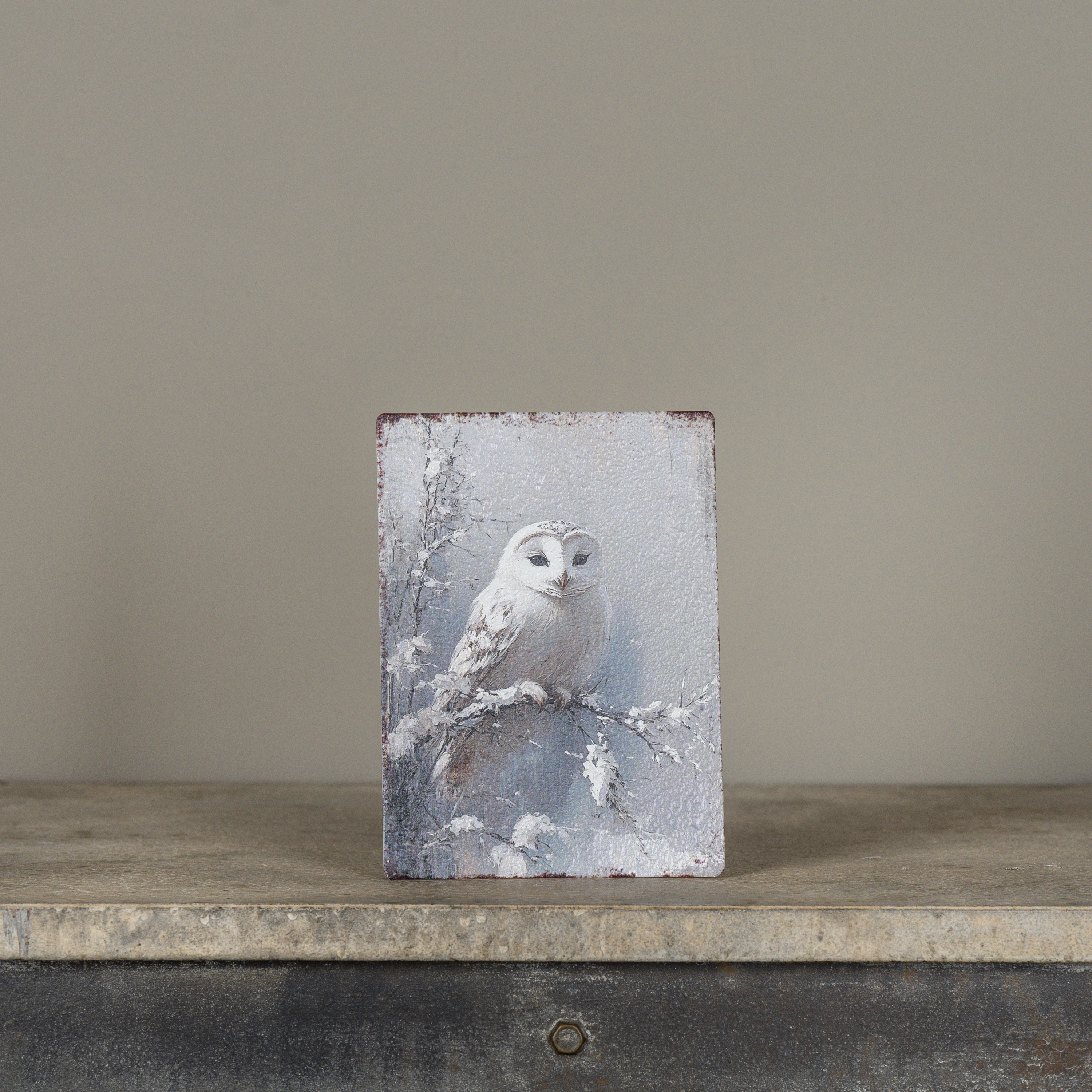 7" SNOW OWL TABLETOP SIGN