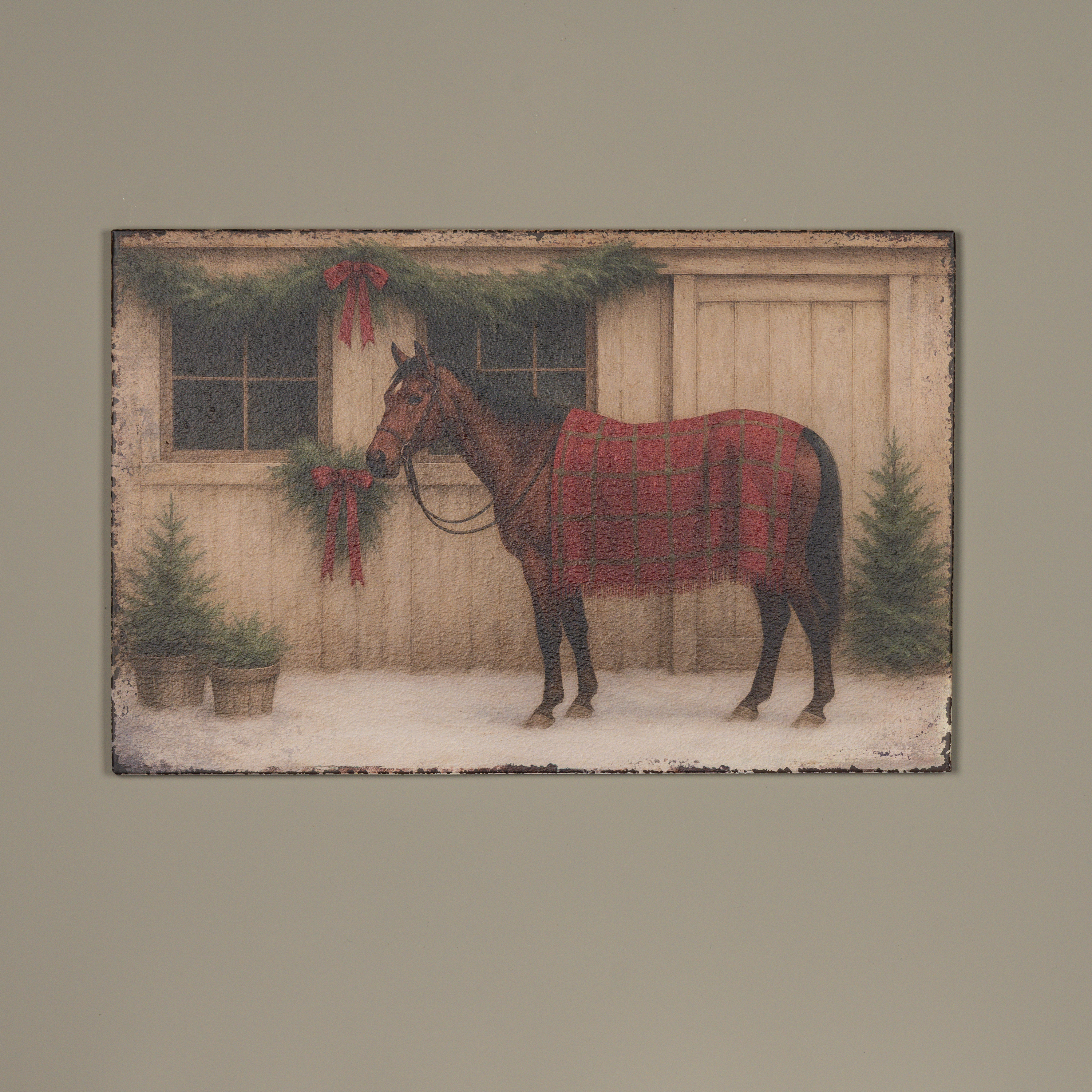 28" RED BLANKET HORSE PRINT