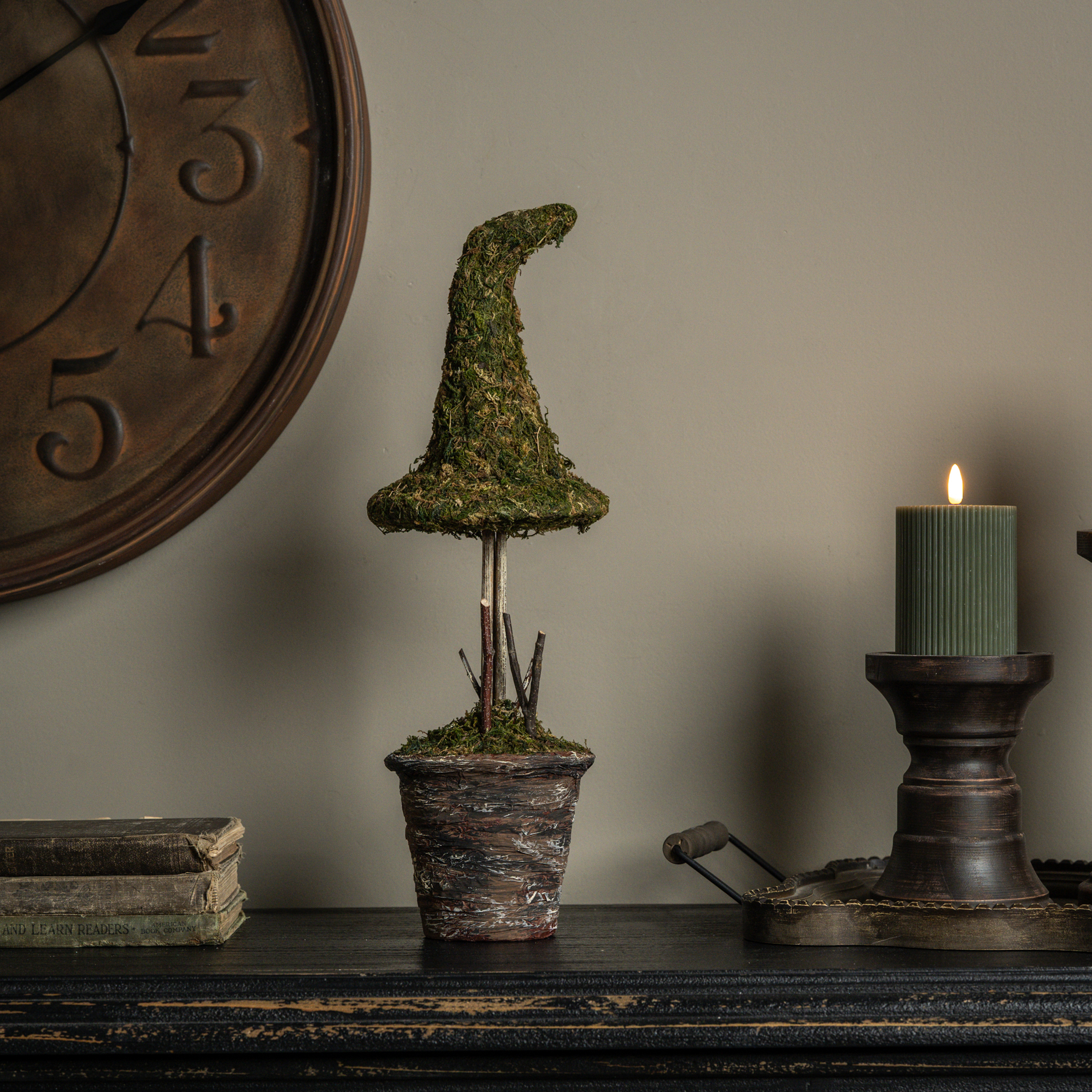 18" POTTED MOSS WITCH'S HAT