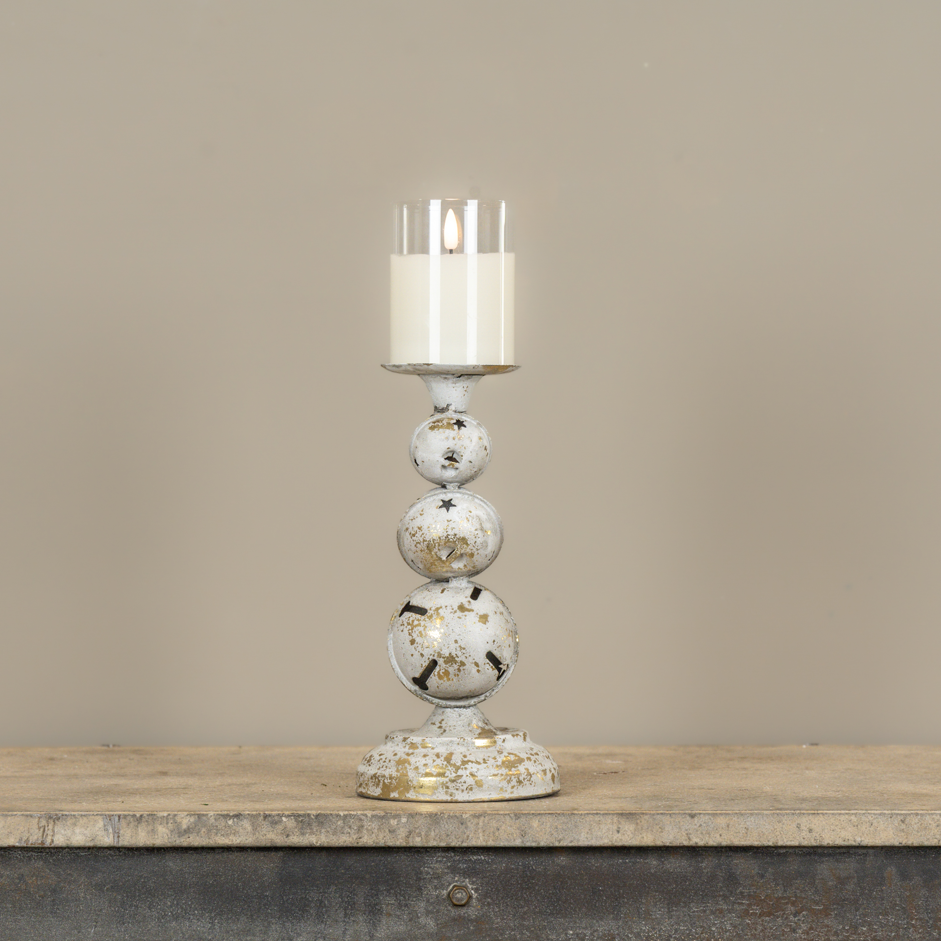 10.25" GOLD BELLS PILLAR CANDLE HOLDER