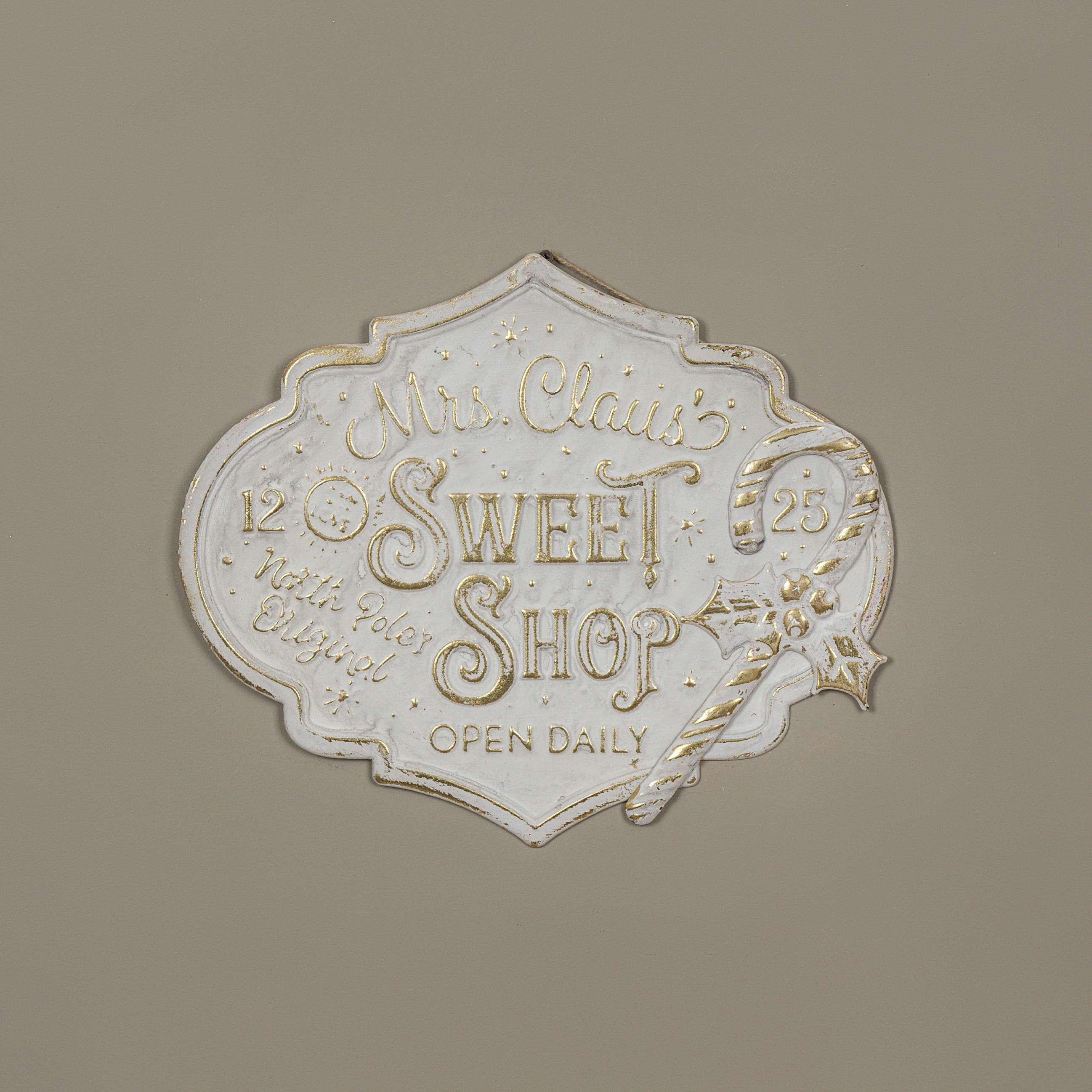 15.75" GOLD & WHITE  SWEET SHOP SIGN