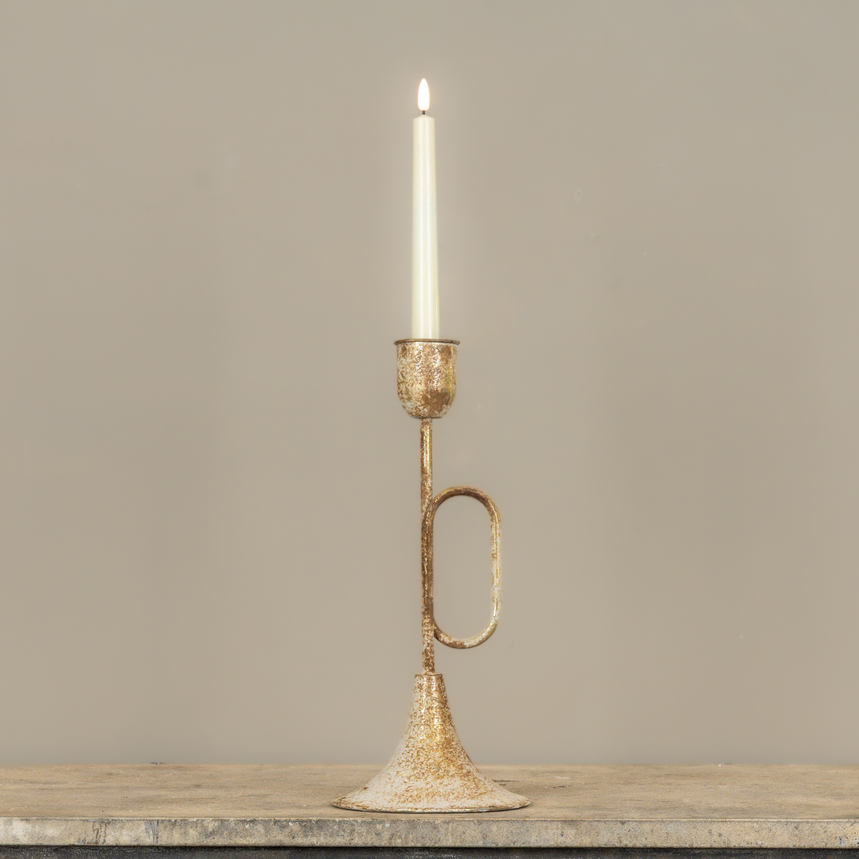 13.75" GOLD TRUMPET TAPER CANDLE HOLDER