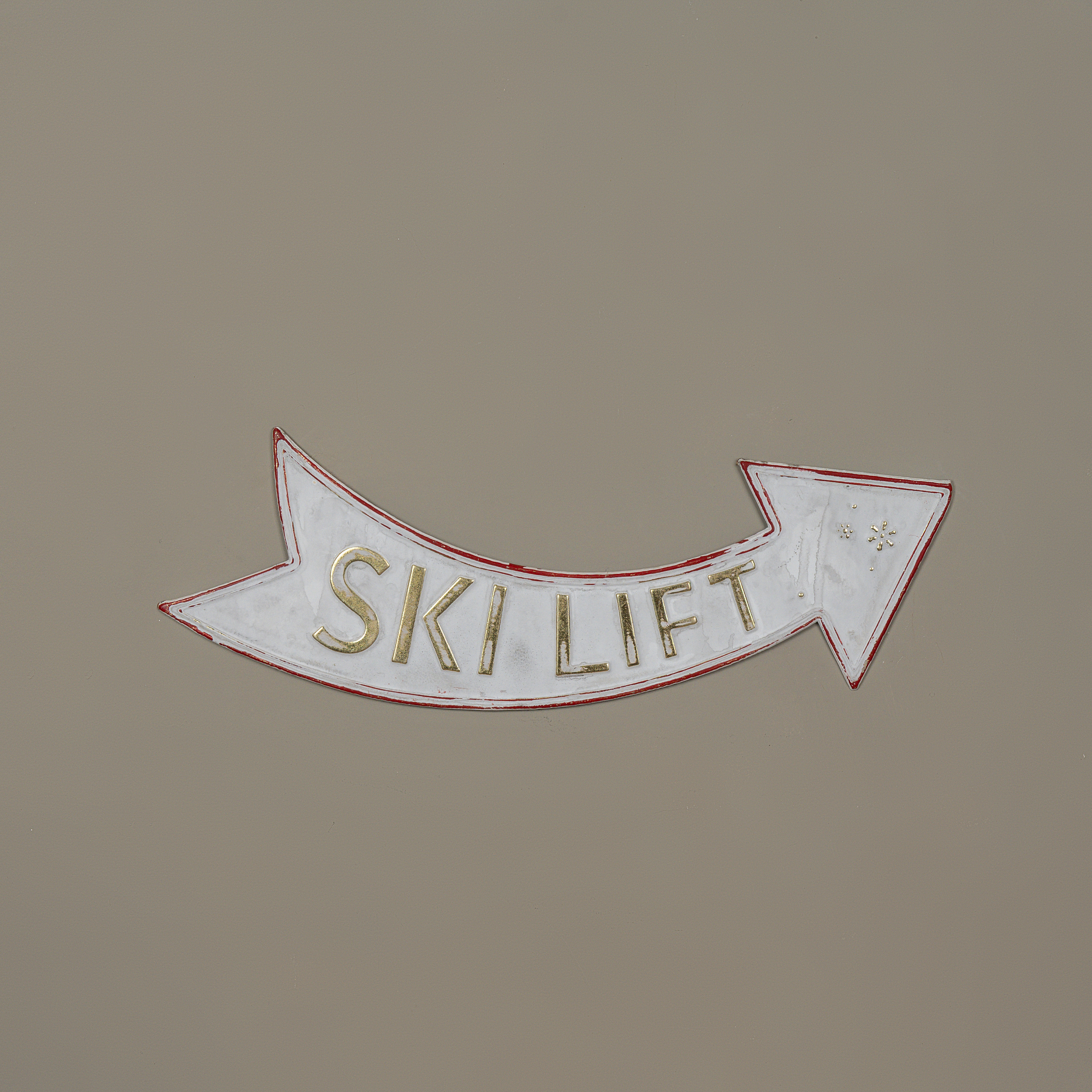 GOLD & WHITE SKI LIFT METAL SIGN