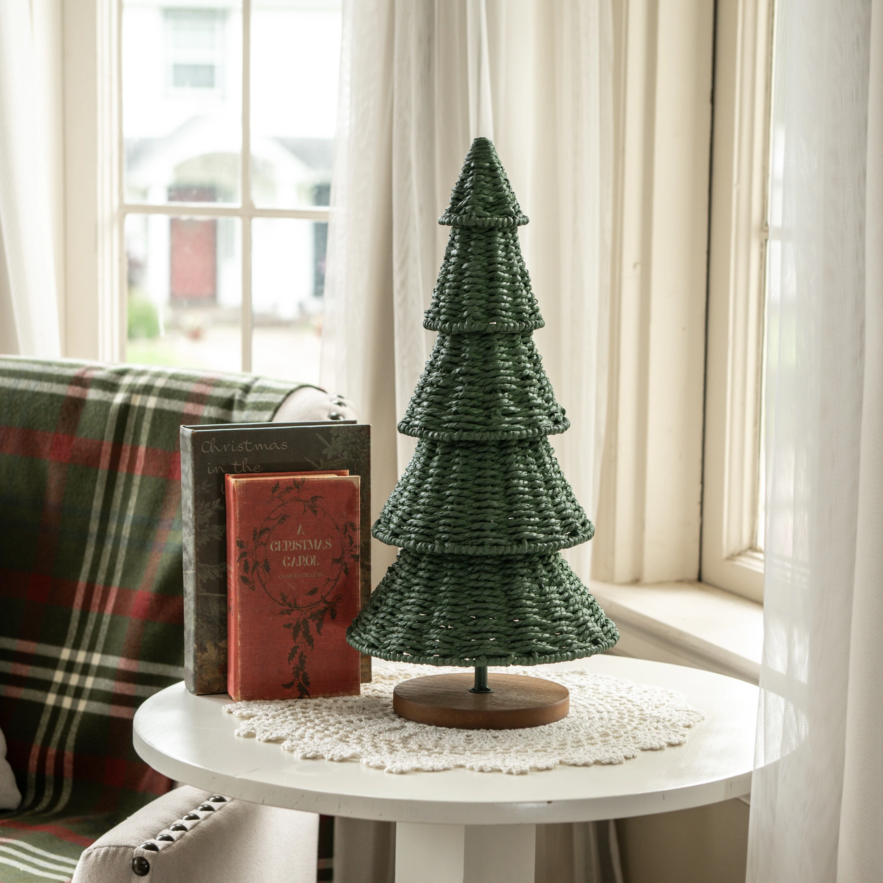 17.5" GREEN RATTAN TREE