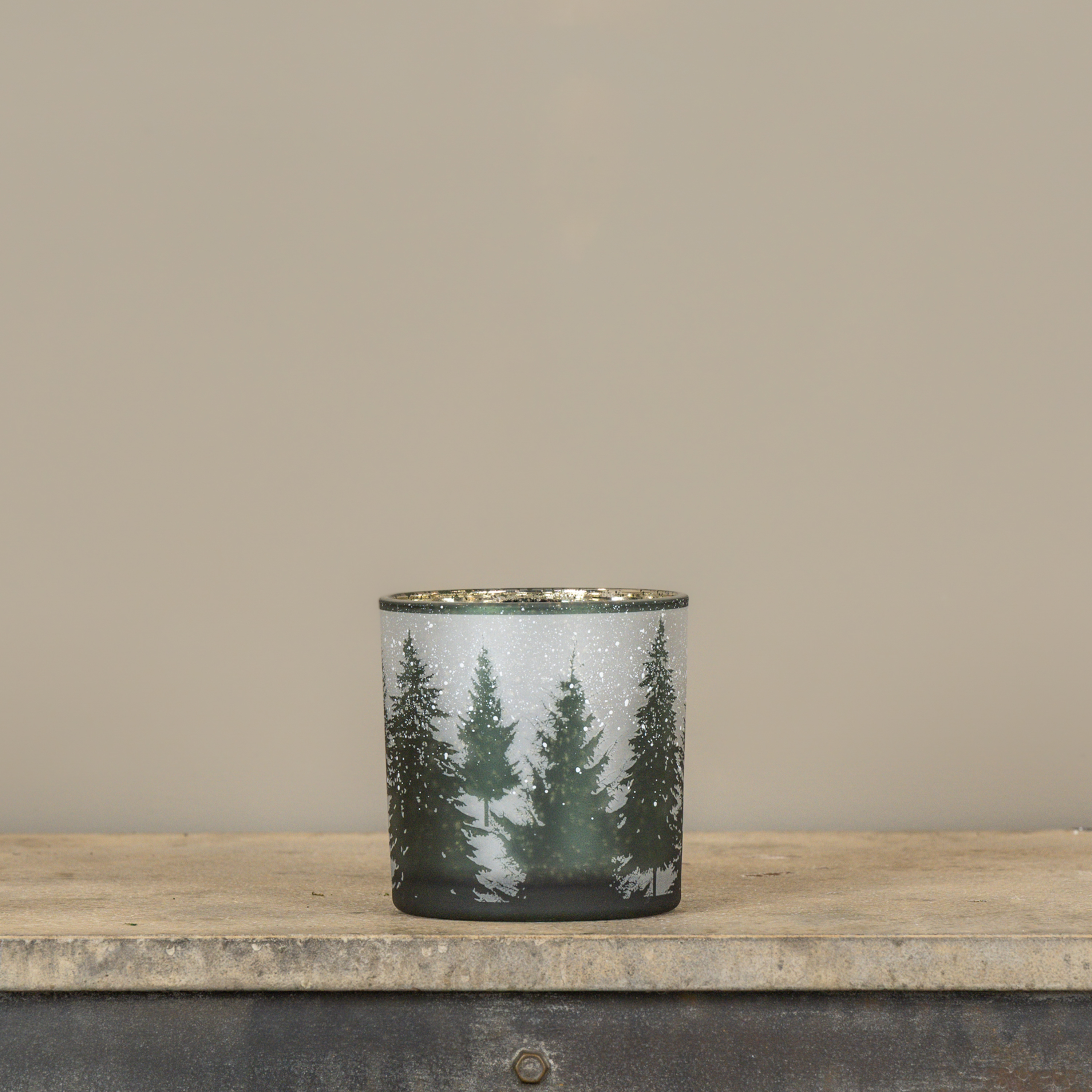 6" WINTER FOREST GLASS HURRICANE