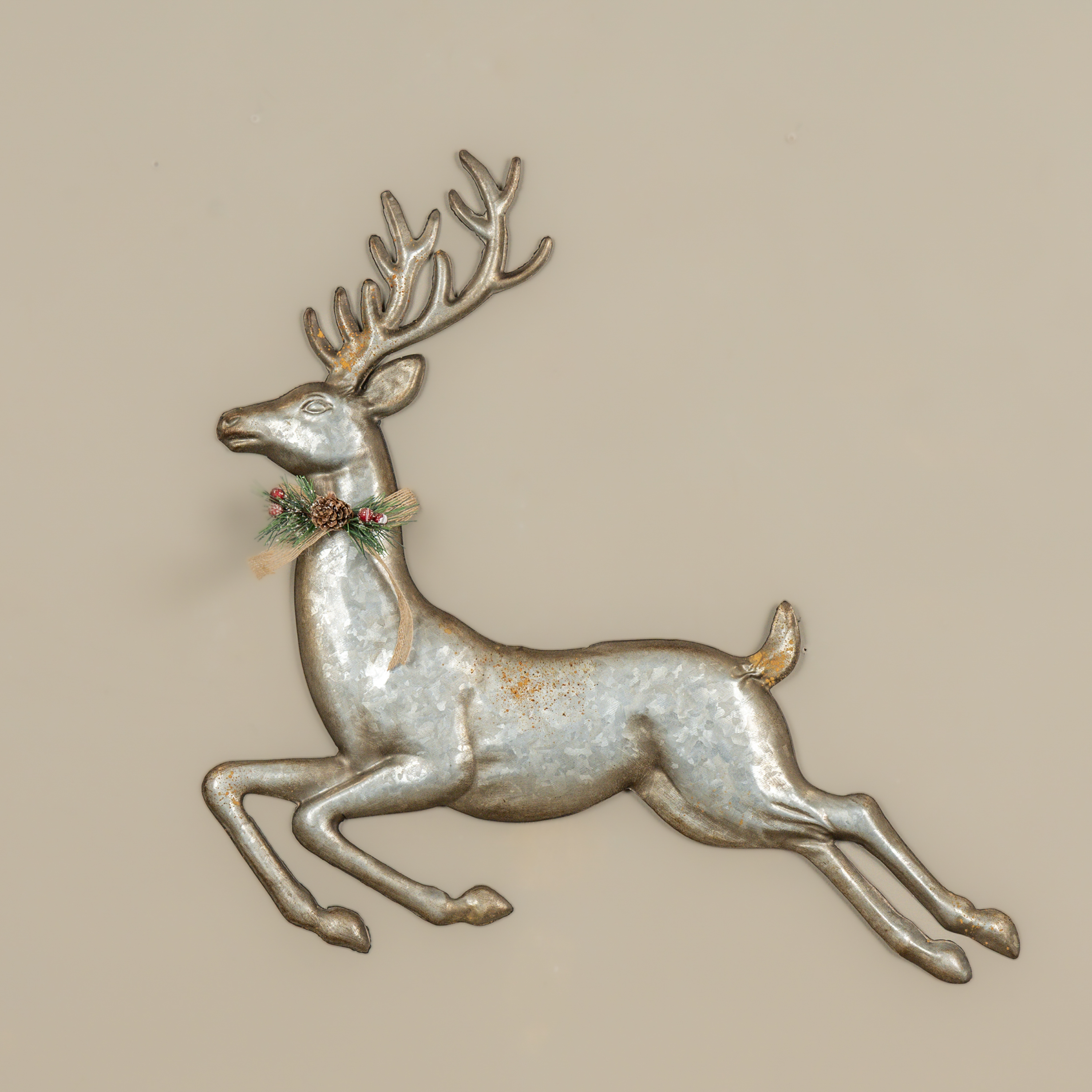 20.25" GALVANIZED PRANCING REINDEER
