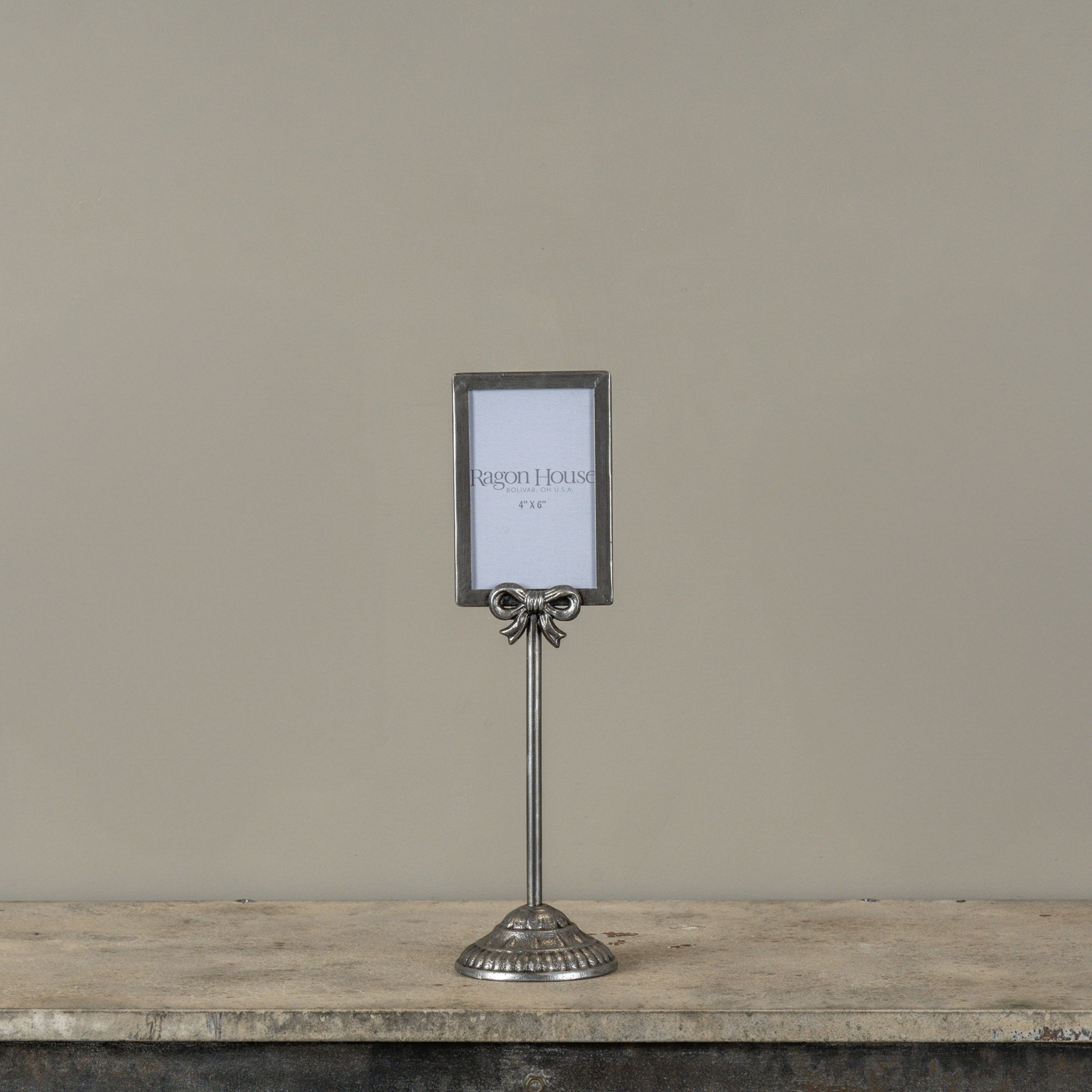 4" X 6" PEWTER FRAME TABLETOP STAND