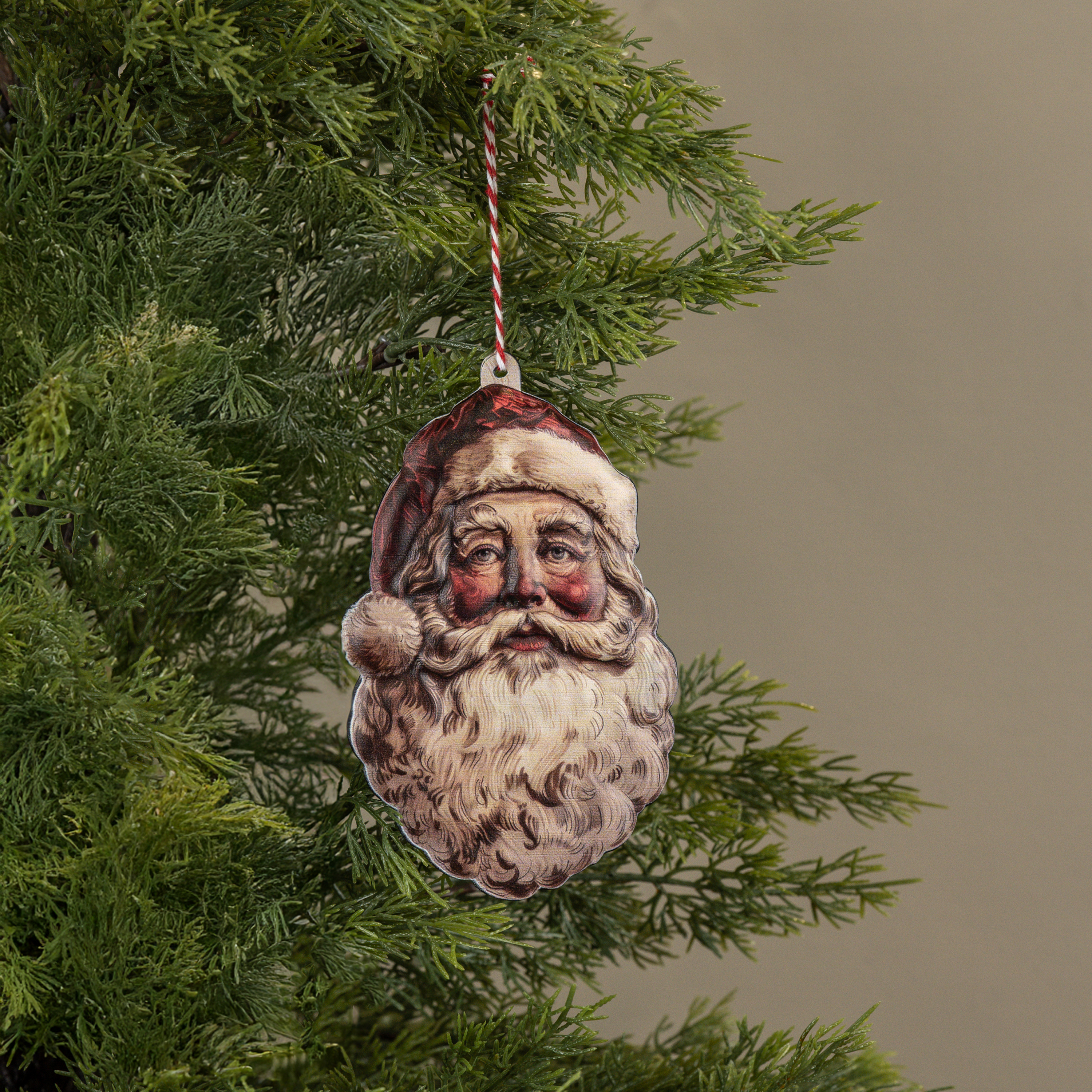 6" SANTA HEAD METAL ORNAMENT