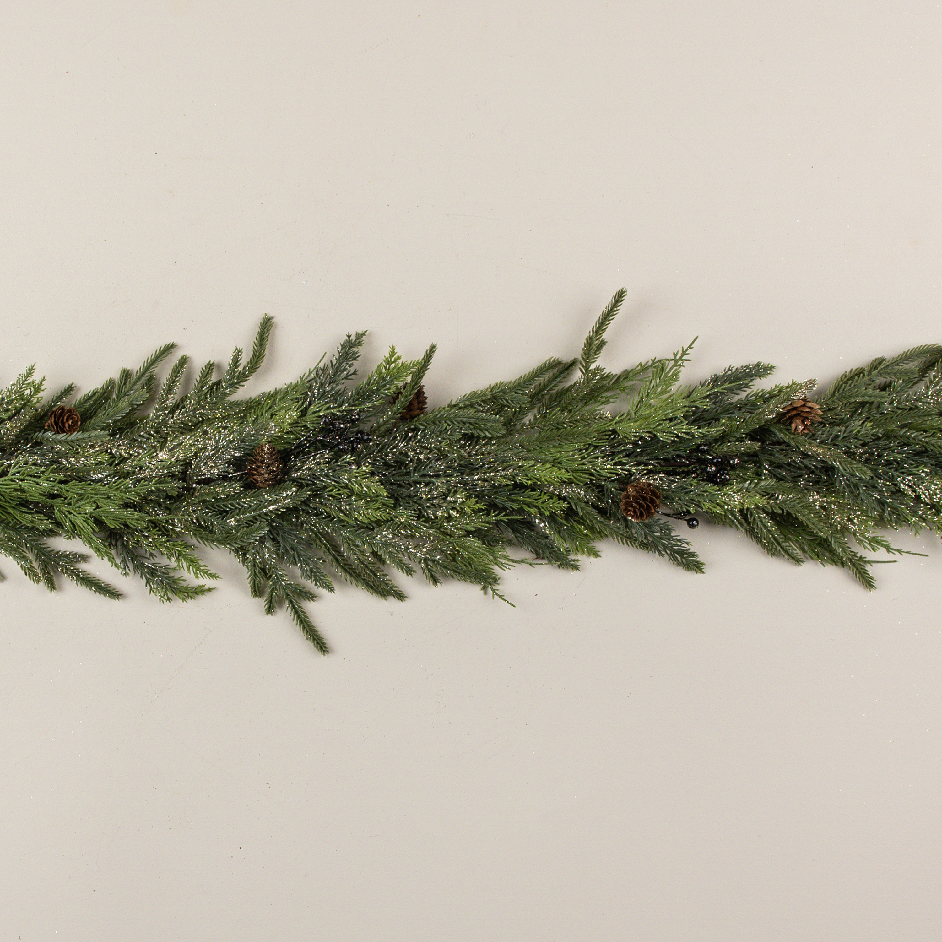 5' GLITTERED JUNIPER , PINECONE & BERRY GARLAND