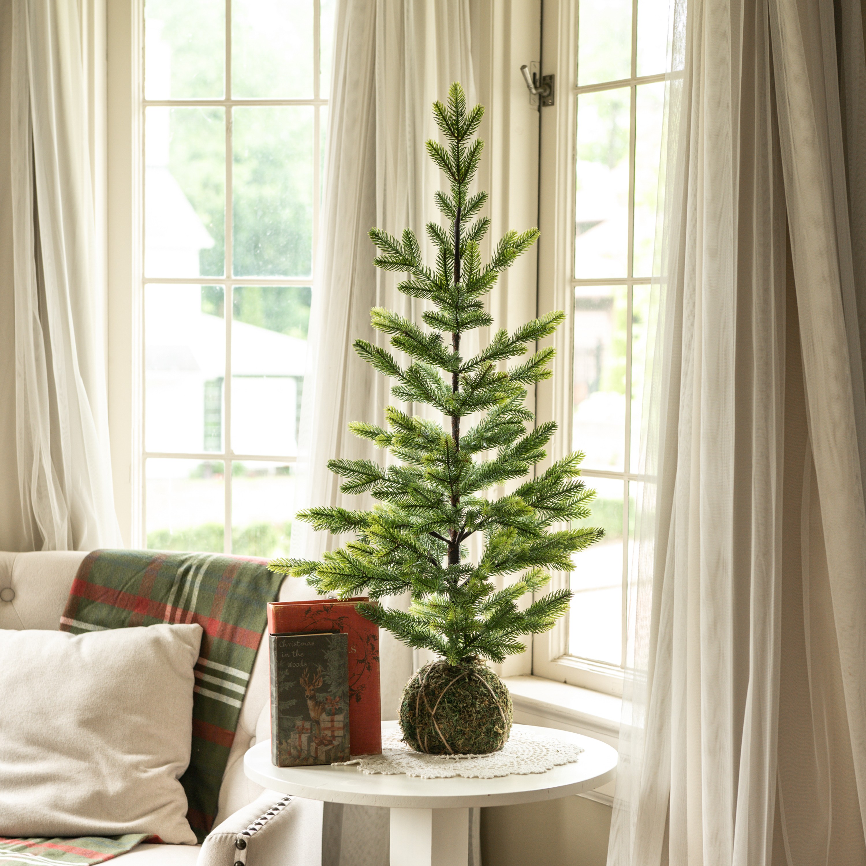 3' FLETCHER PINE TREE W/ MOSS BASE