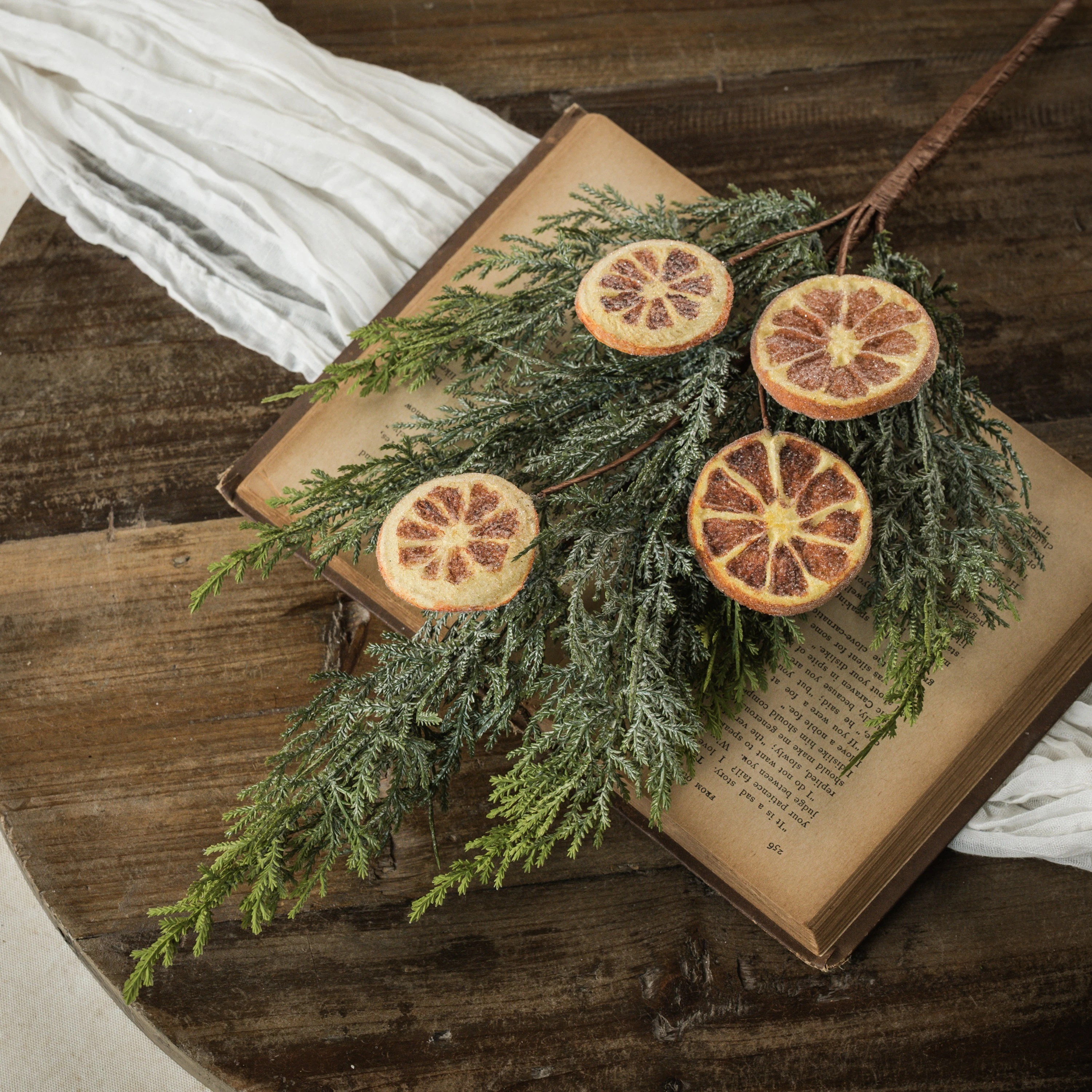 21" JUNIPER & FRUIT SLICE PICK