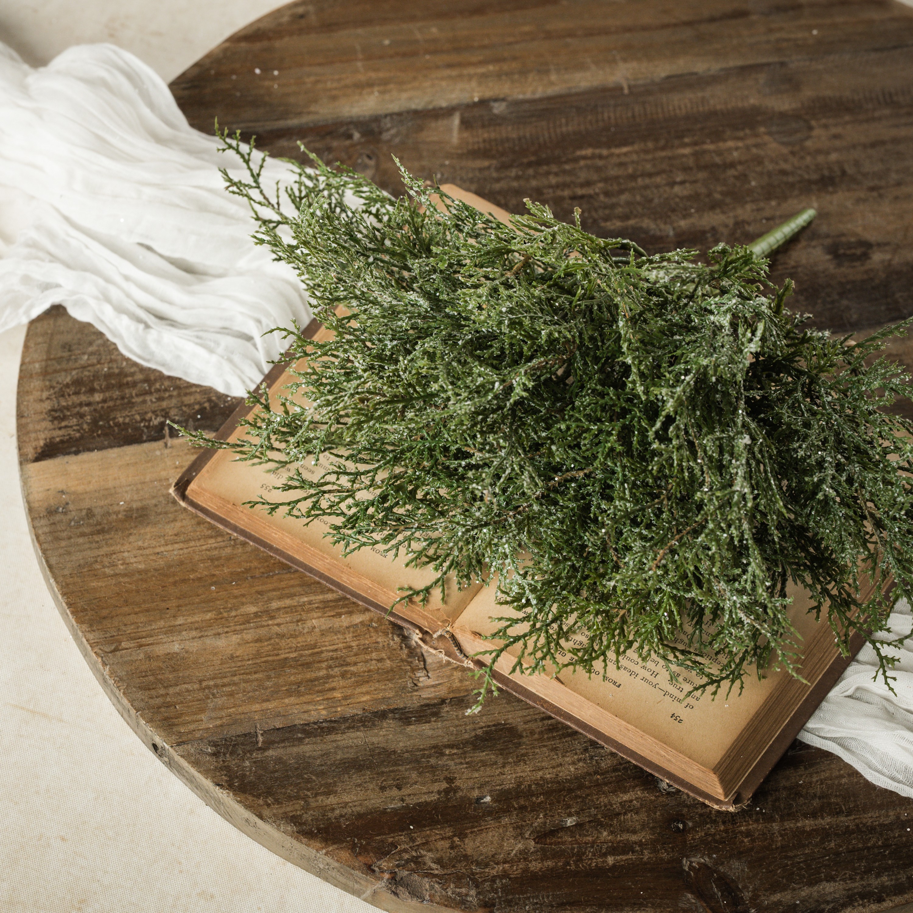 12" GLITTERED CEDAR BUSH