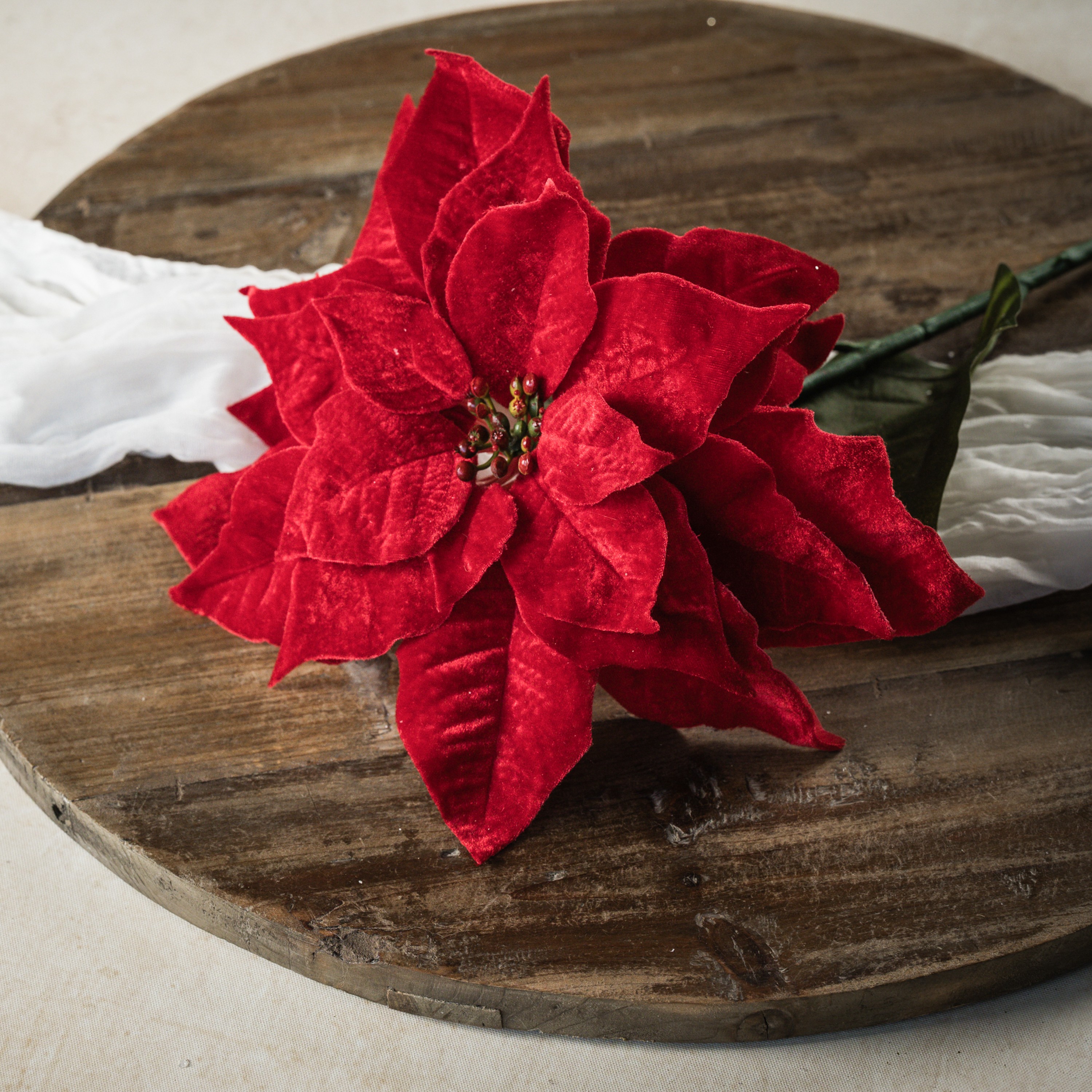 26" RED POINSETTIA STEM