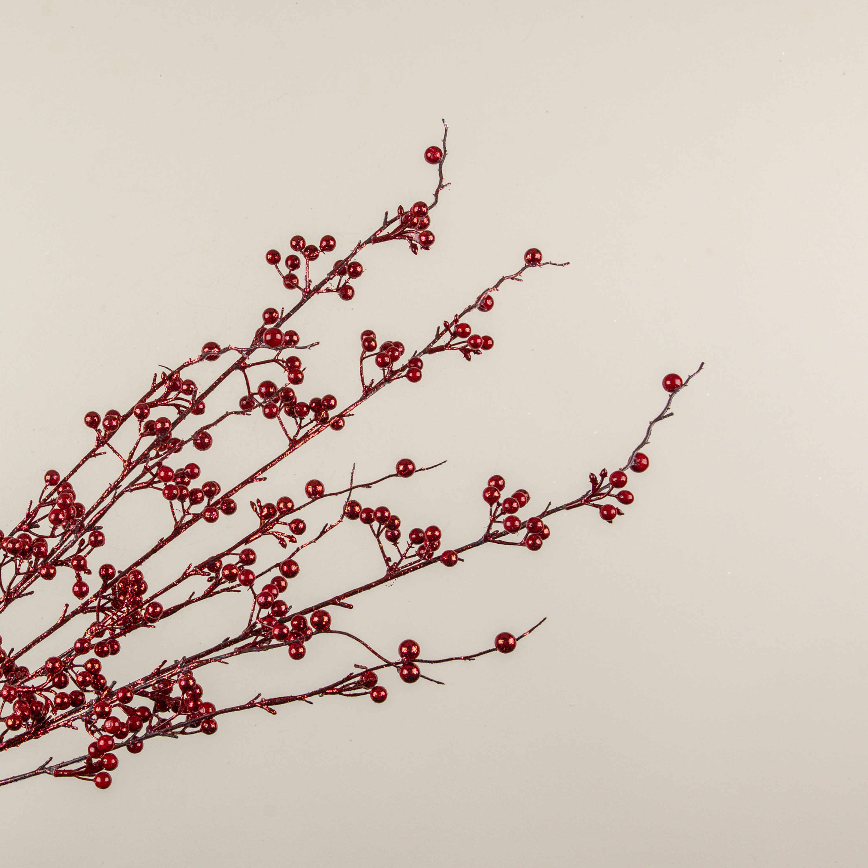 35" GLITTERED RED BERRY BUSH