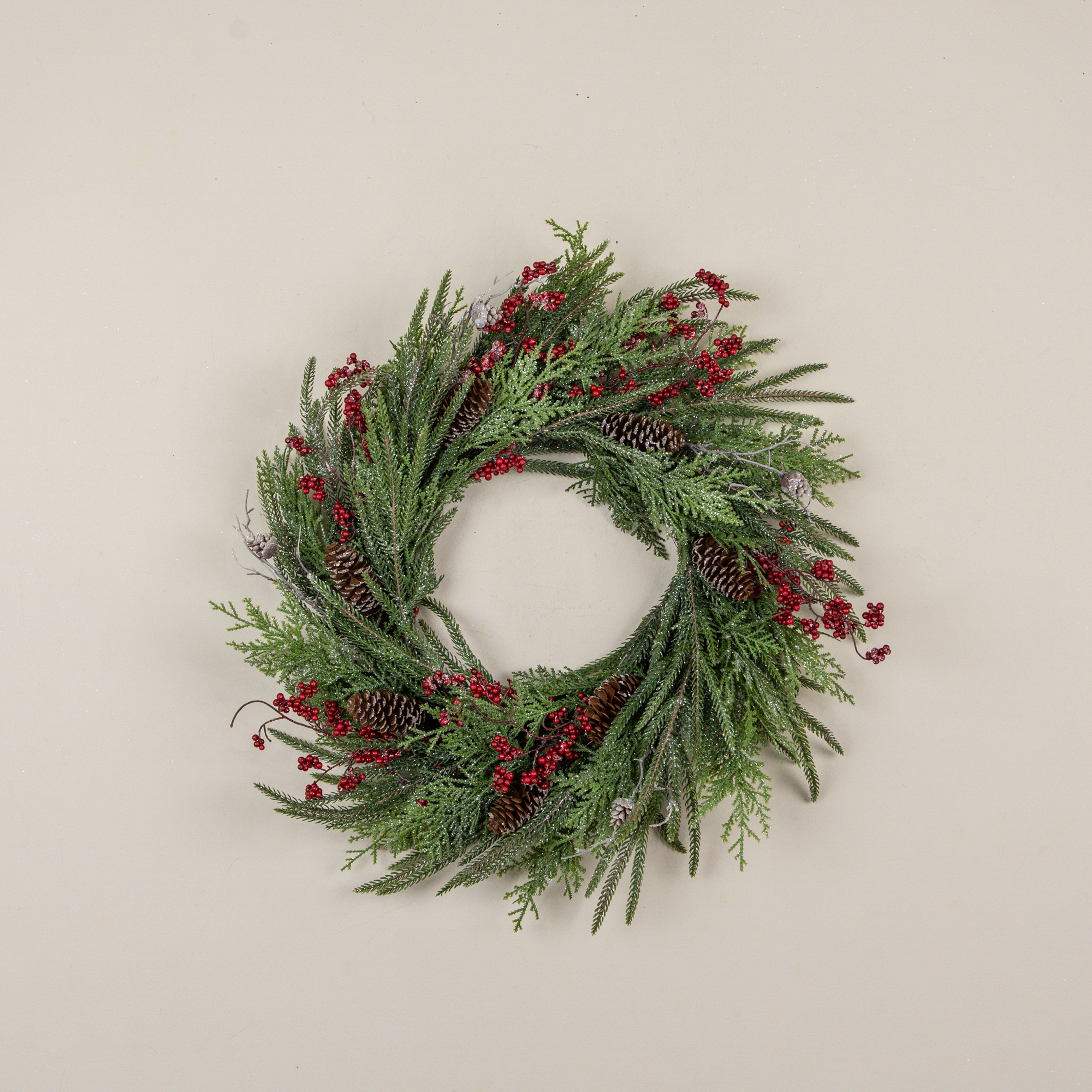 24" CEDAR, PINE & RED BERRIES WREATH