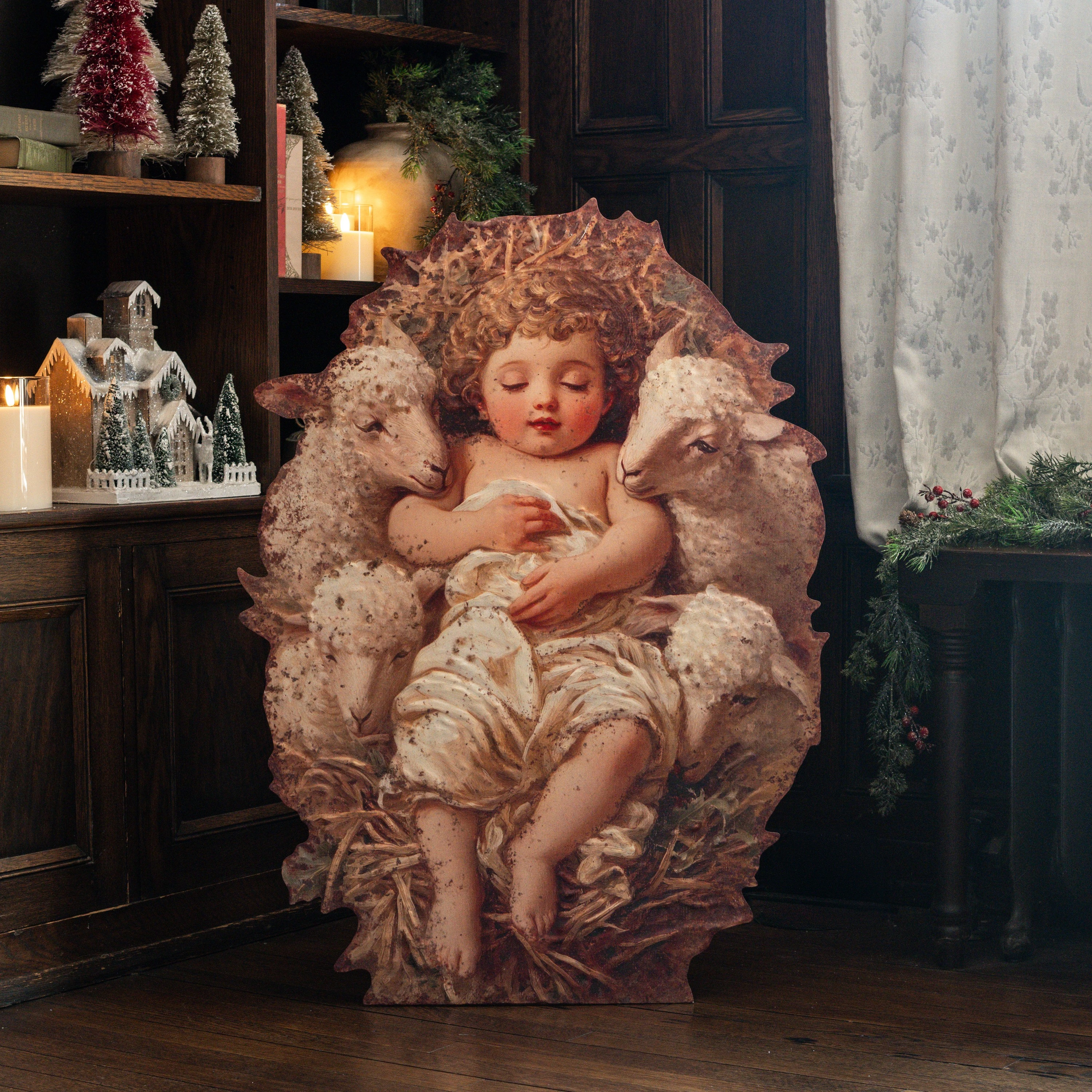 36" BABY JESUS W/ LAMBS METAL DUMMY BOARD