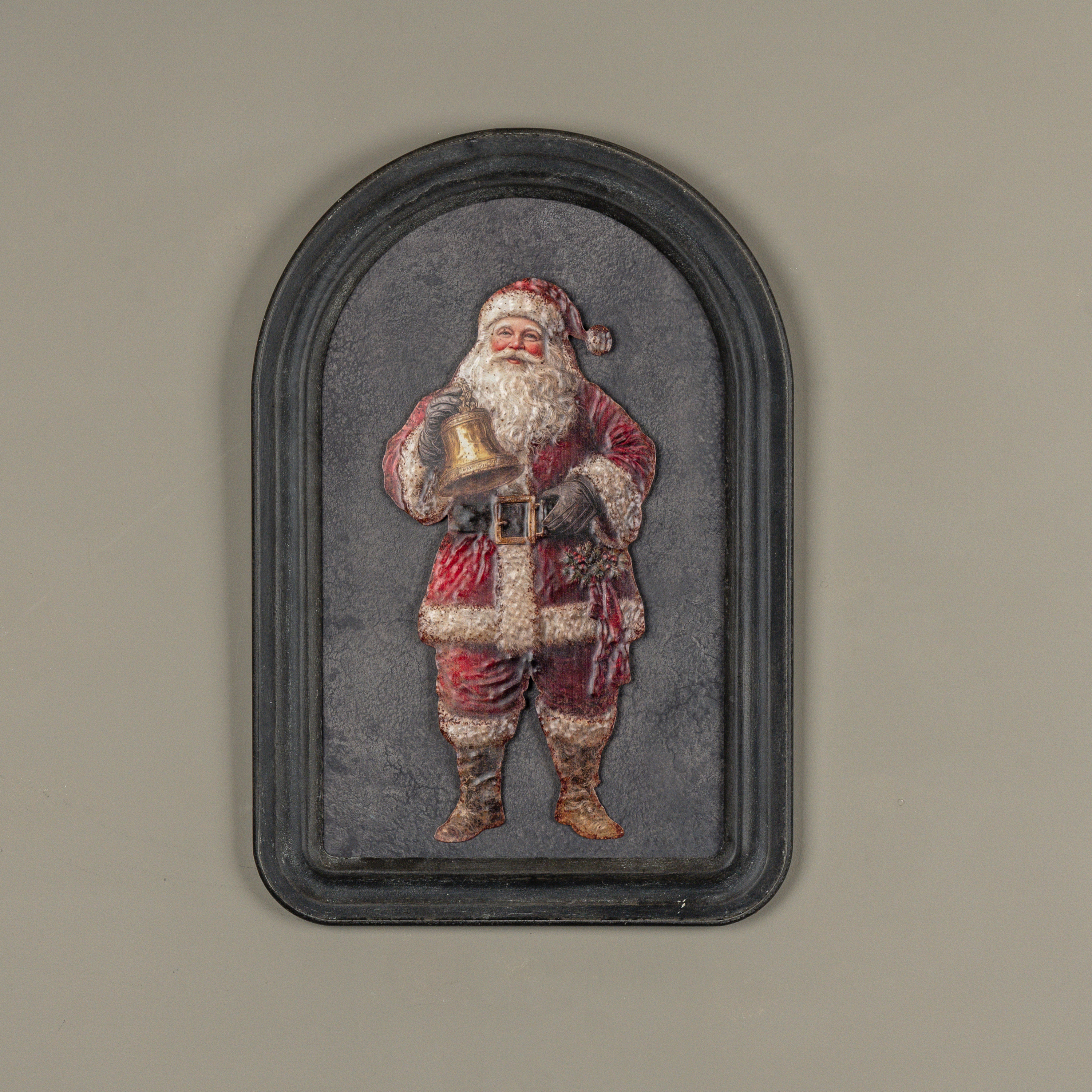 15.75" SANTA W/ BELL METAL SIGN