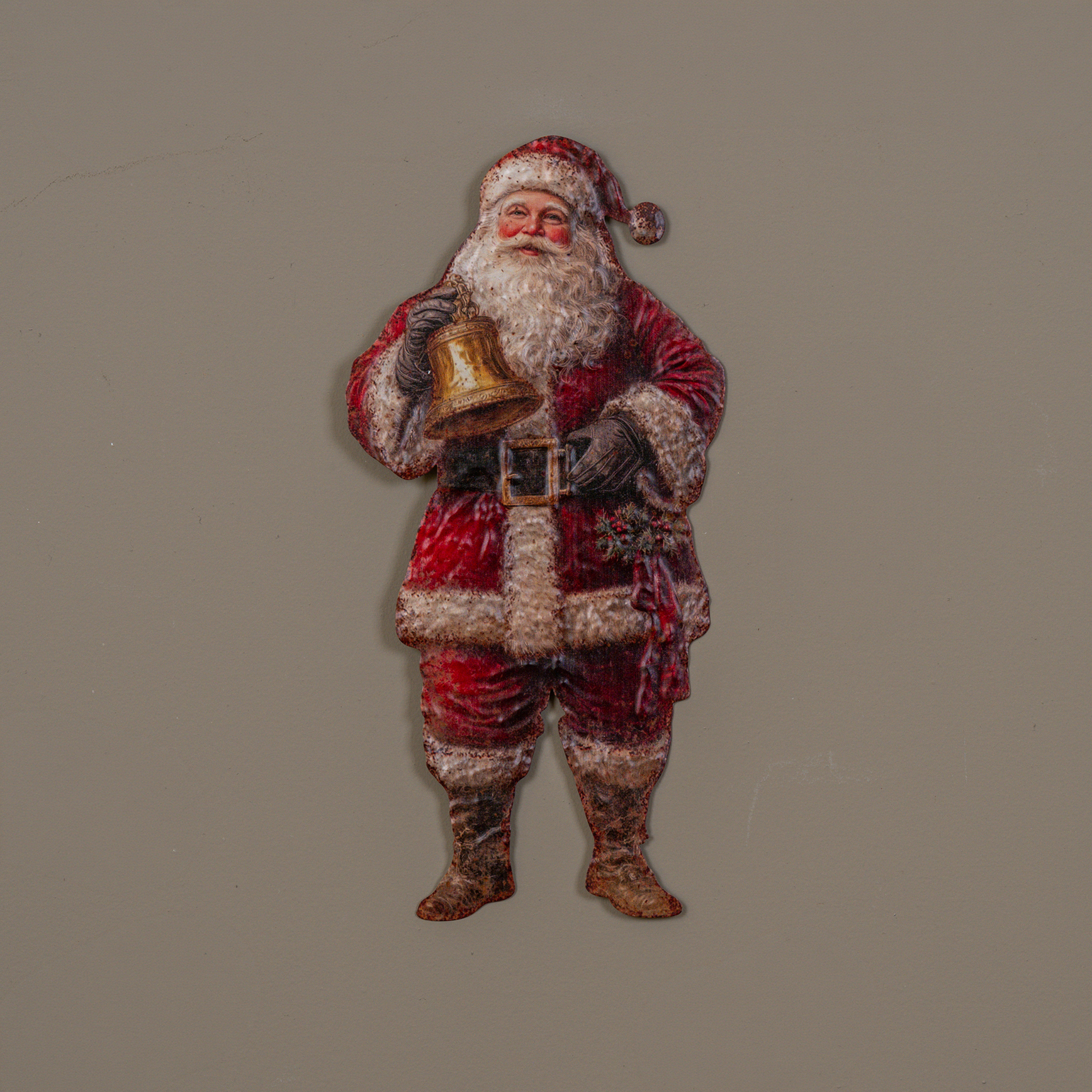 15.75" SANTA W/ BELL METAL SIGN