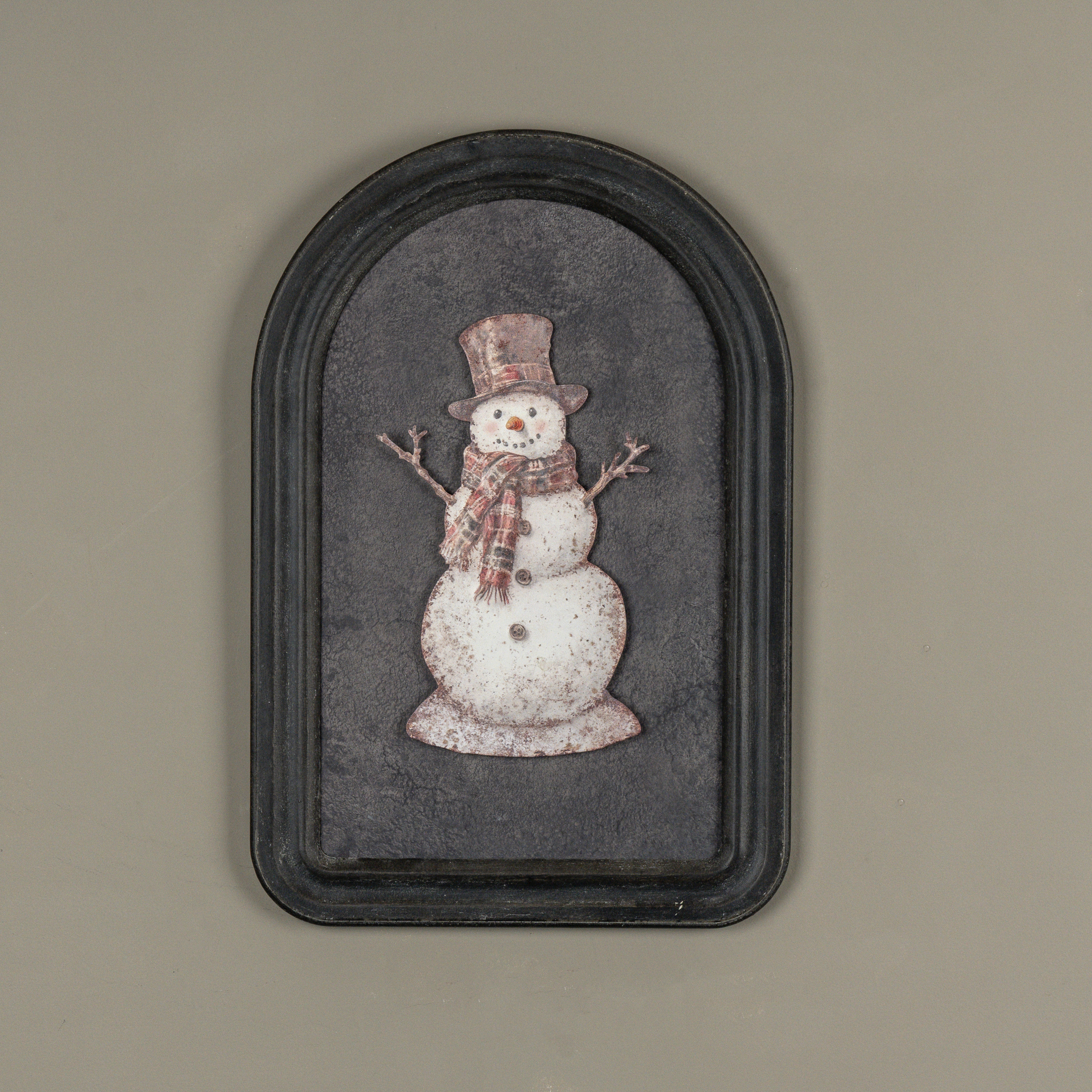 12.25" PLAID SNOWMAN METAL SIGN