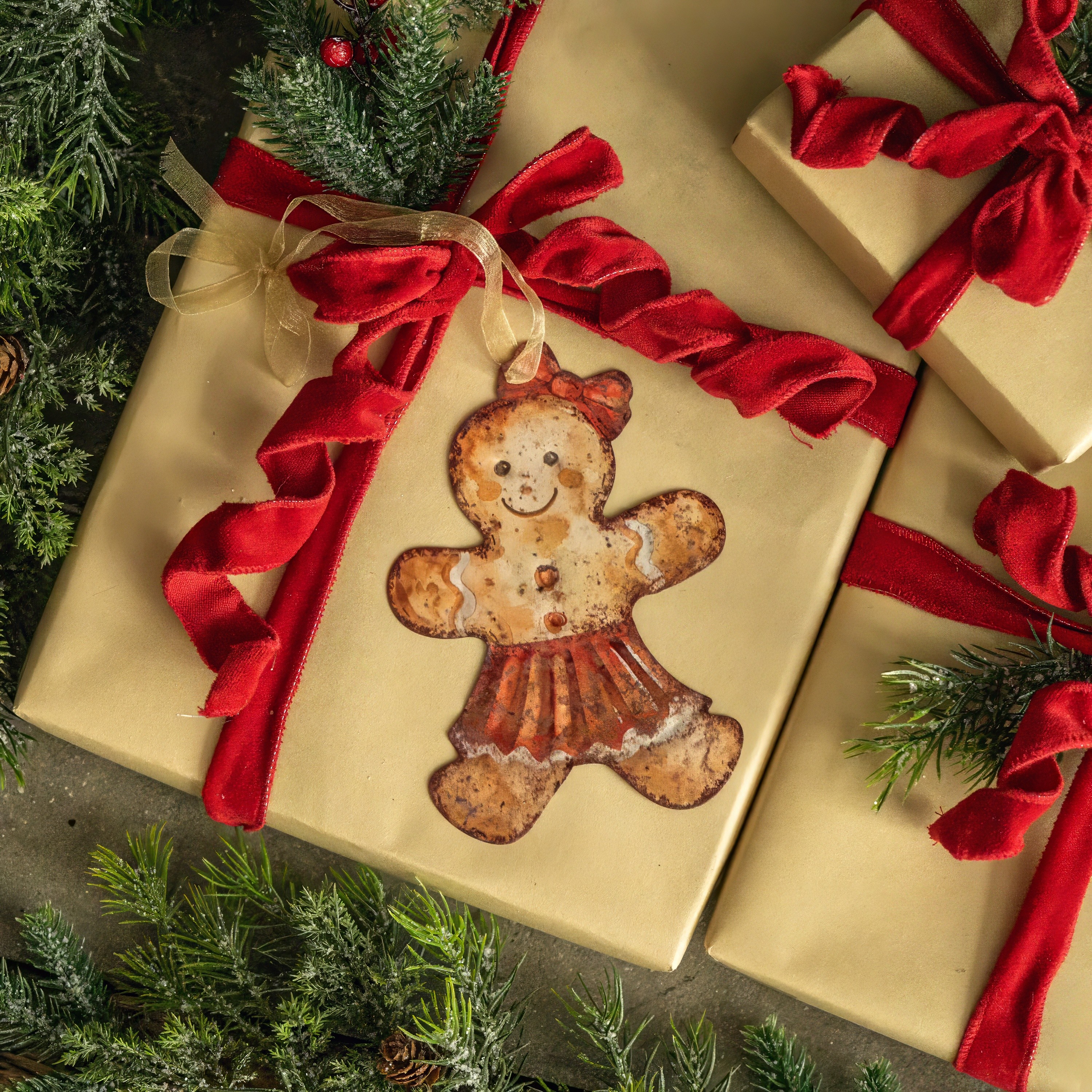 6.75" GINGERBREAD GIRL METAL ORNAMENT