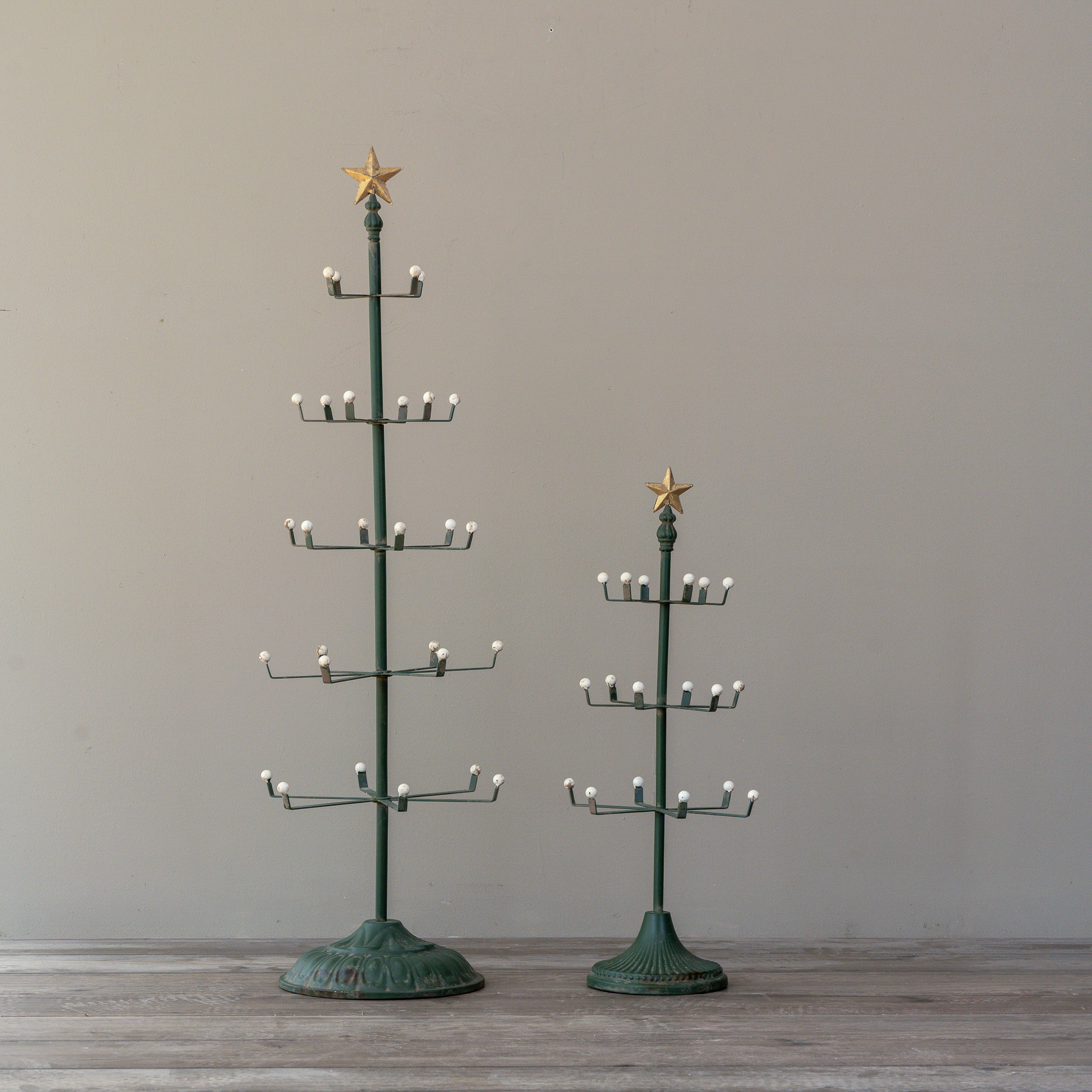SET/2 ORNAMENT TREES W/ STAR TOPPER