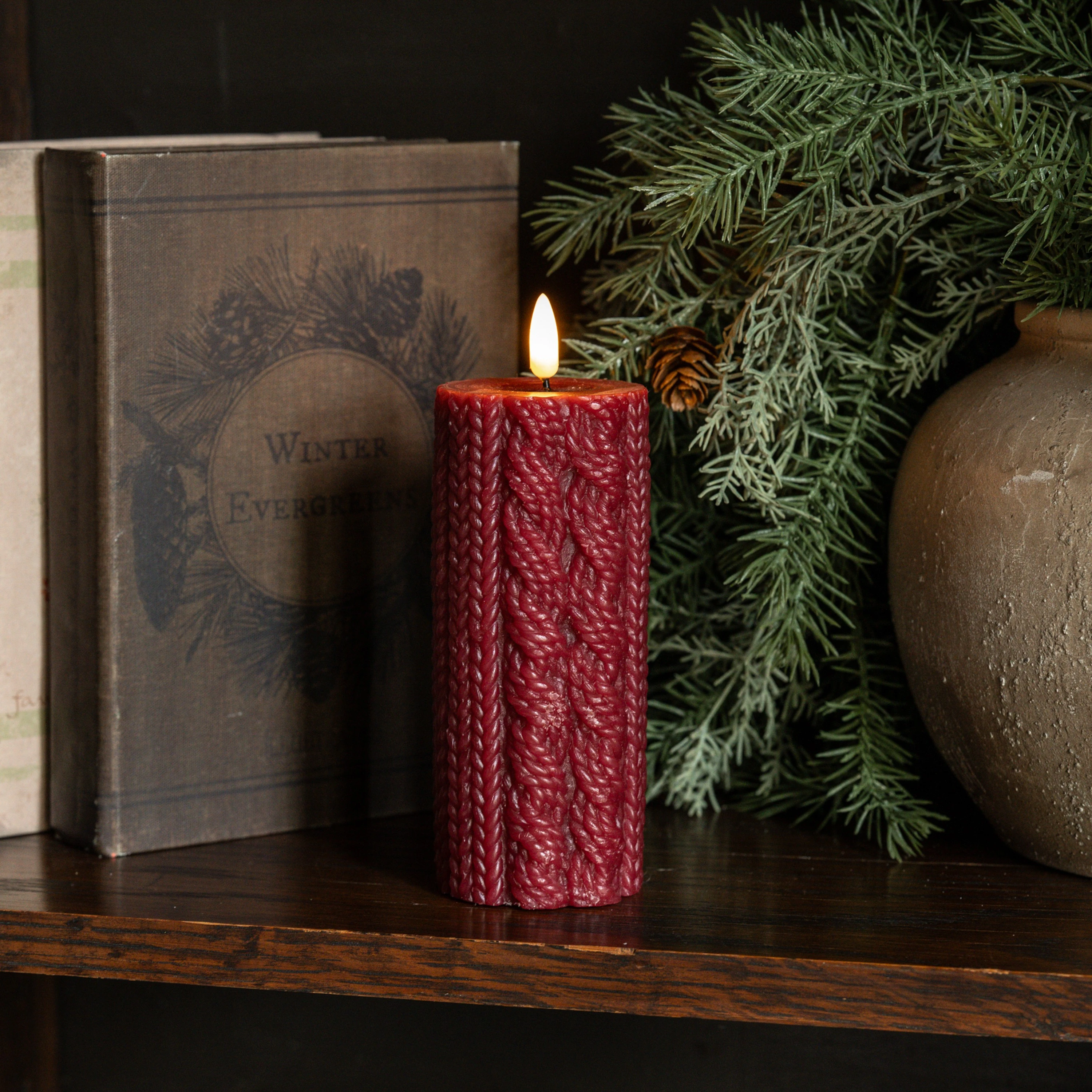 6" RED SWEATER 3D FLAME CANDLE