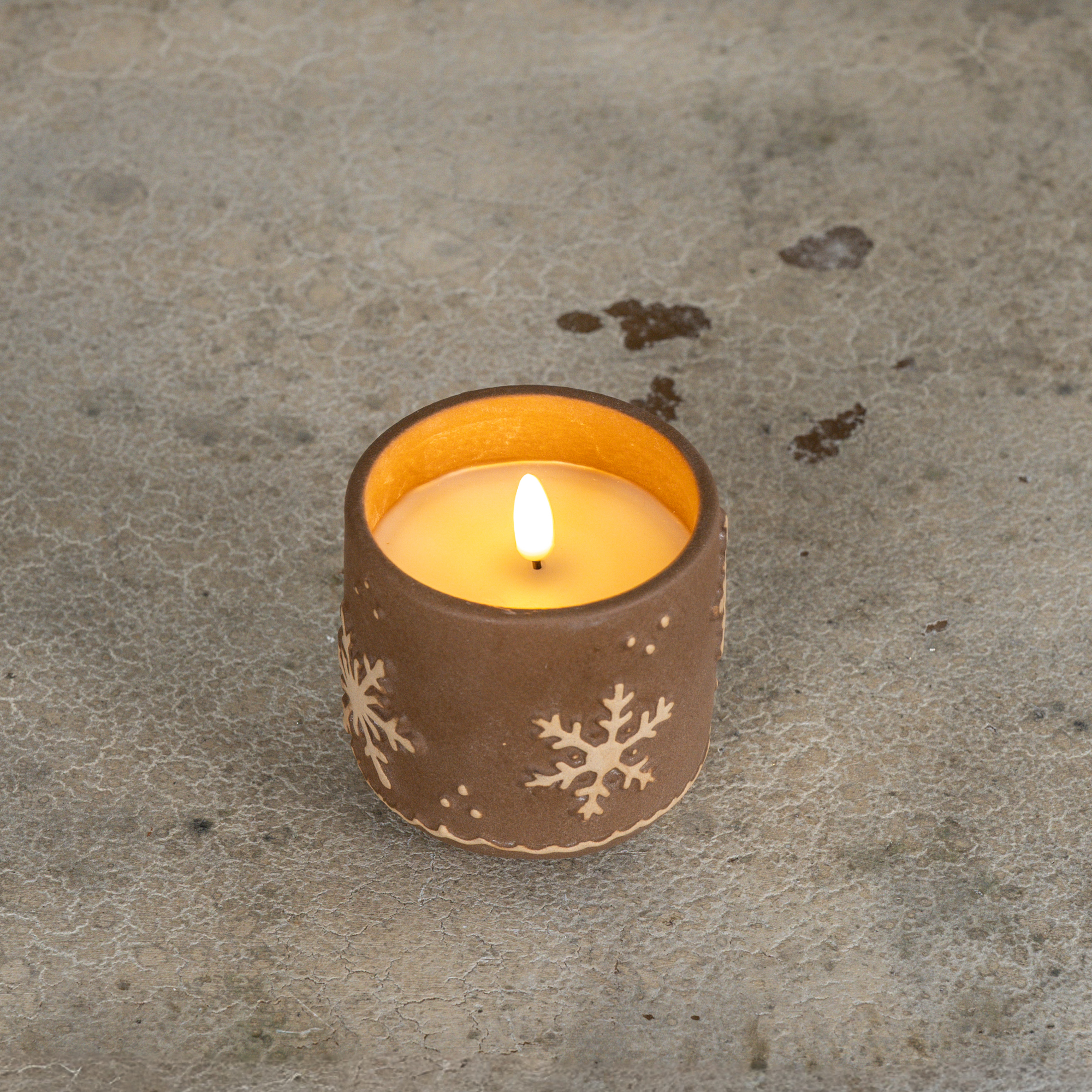 3.5" CERAMIC GINGERBREAD 3D FLAME CANDLE