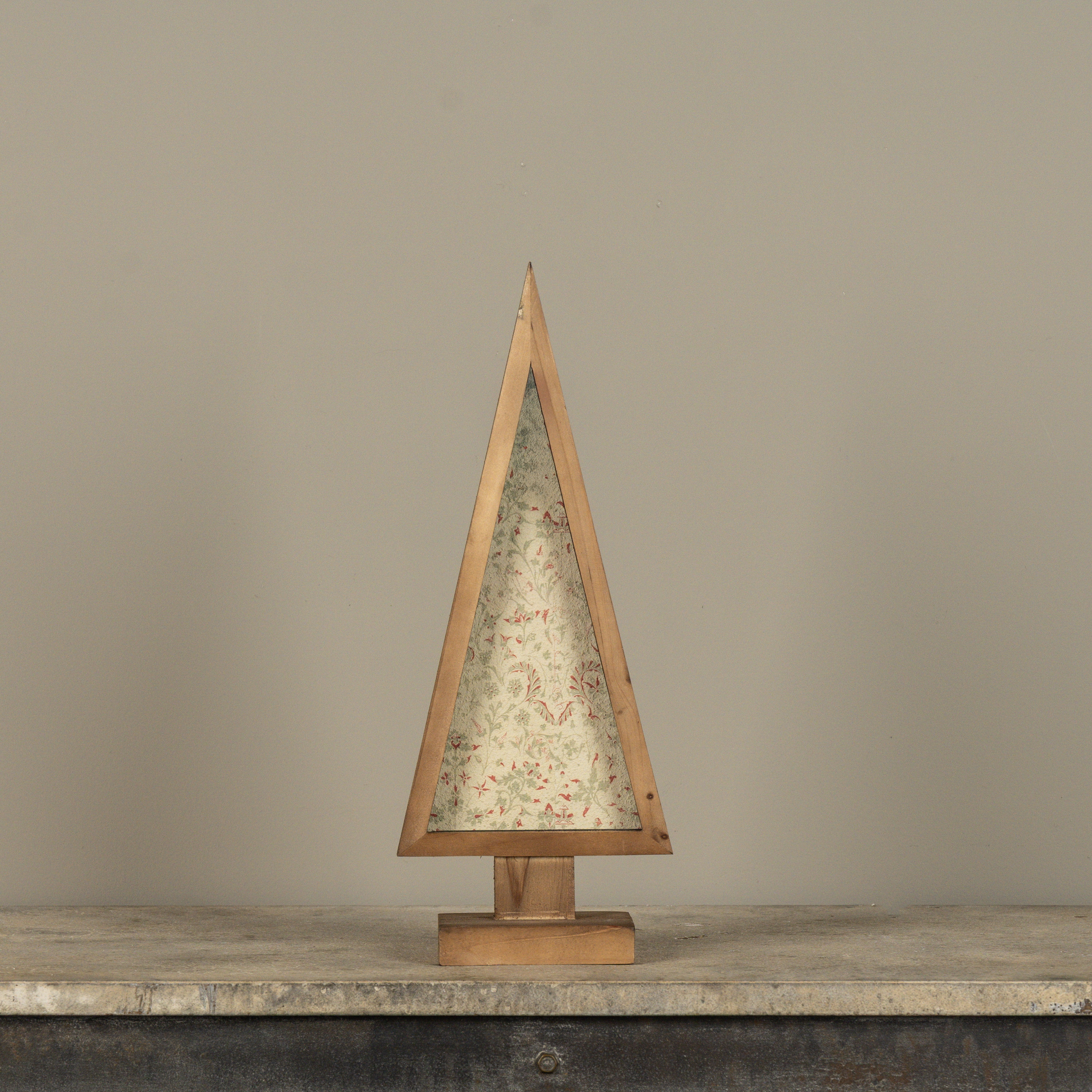 17" FRAMED RED & GREEN WALLPAPER TREE