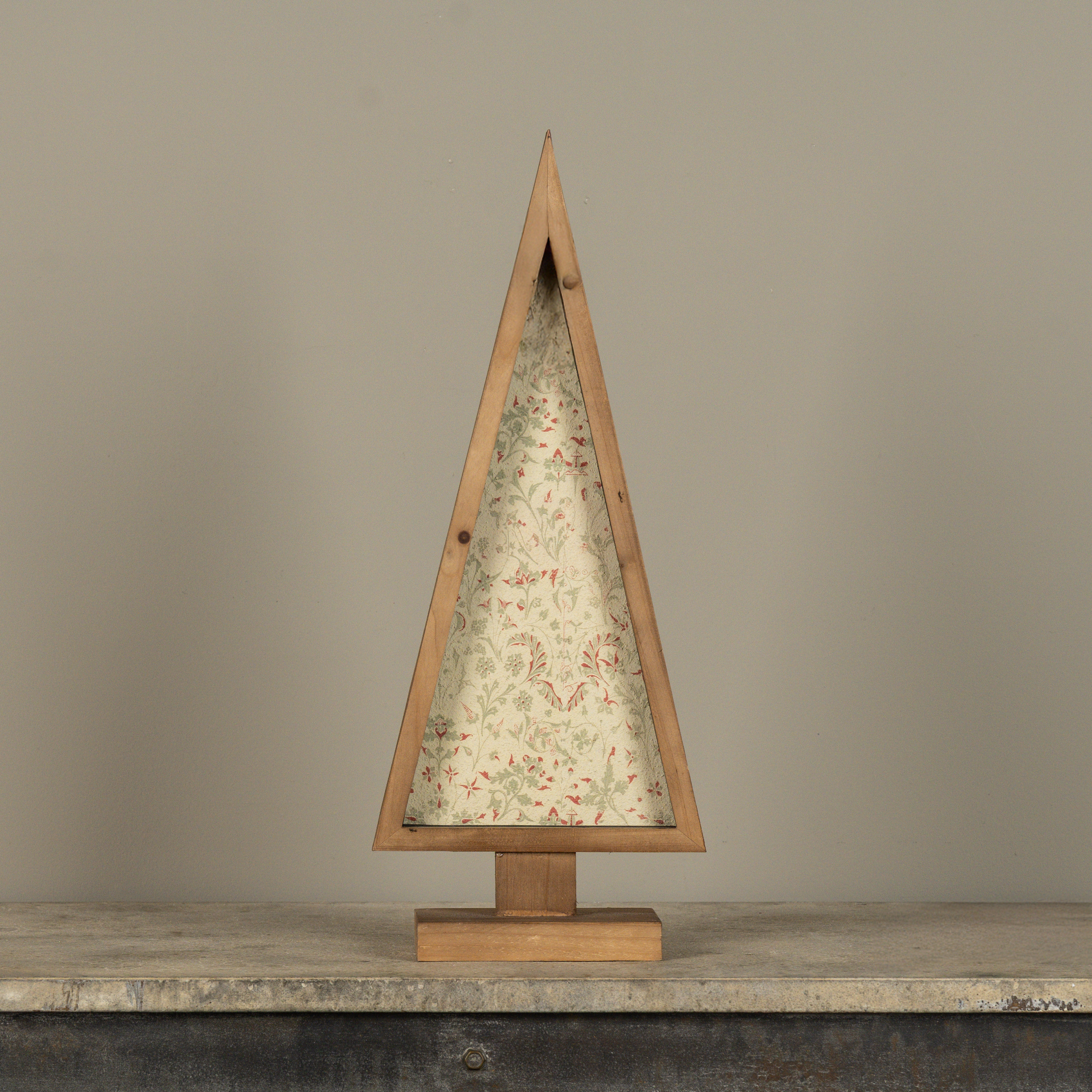 20" FRAMED RED & GREEN WALLPAPER TREE