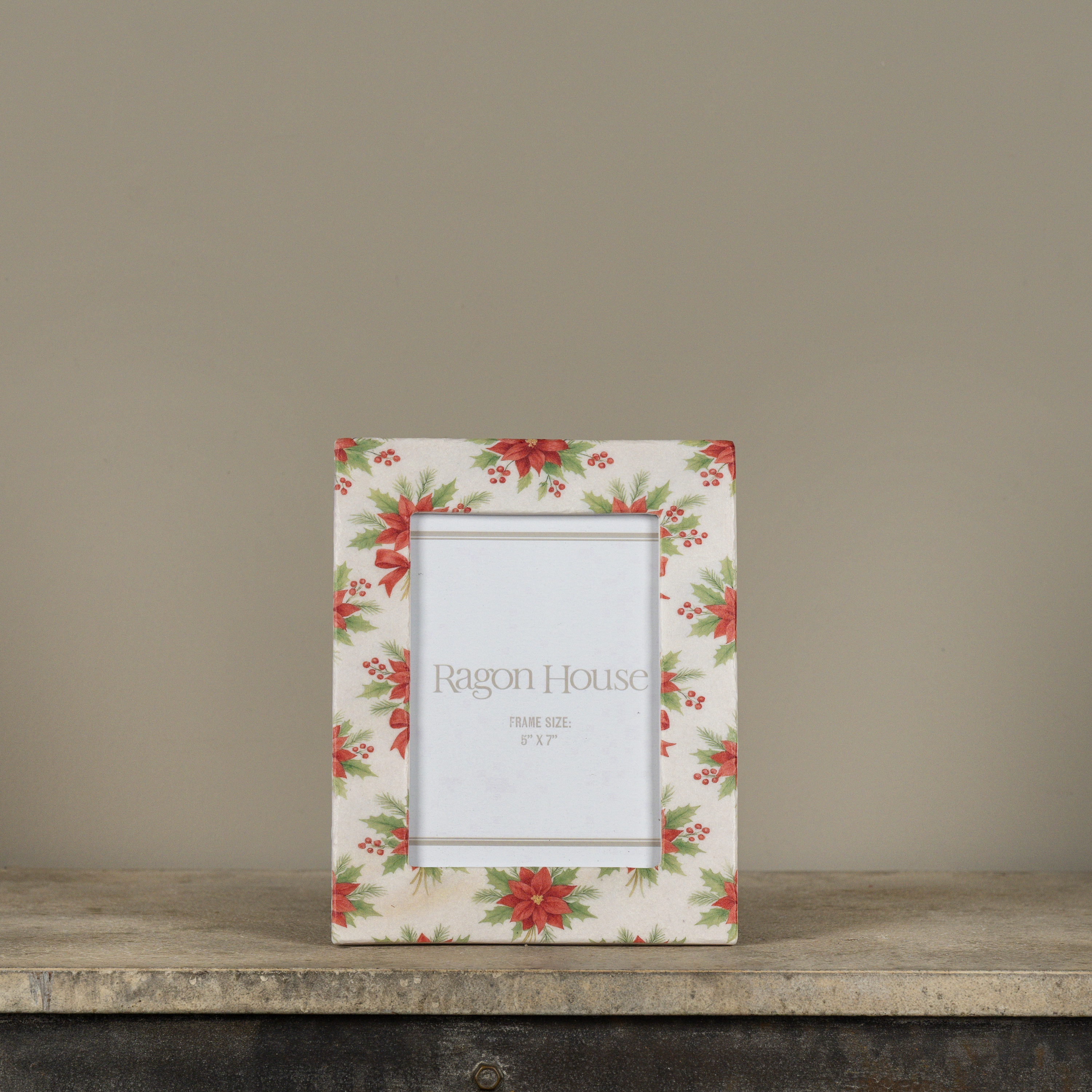 5" X 7" POINSETTIA PHOTO FRAME