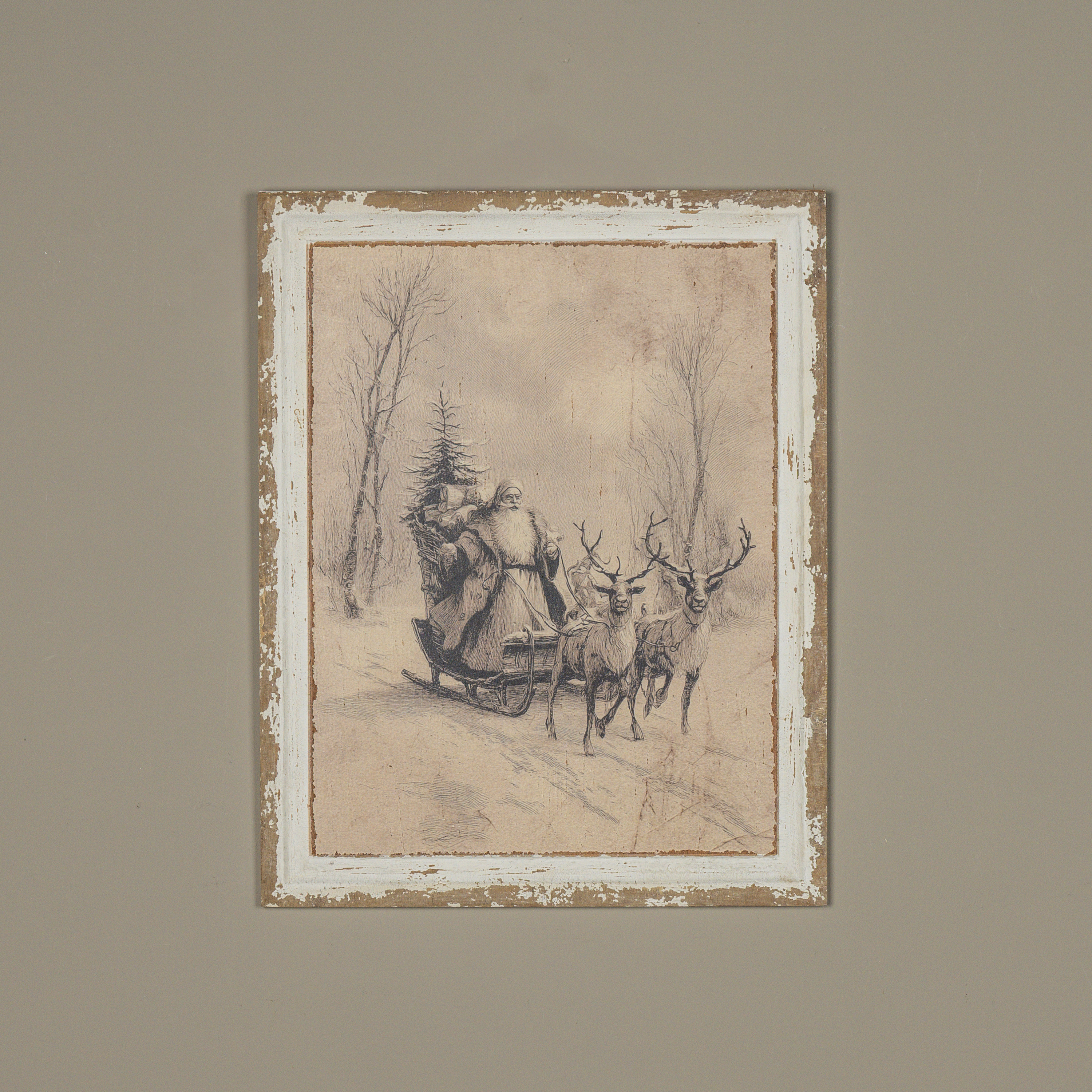 20" SLEIGHRIDE SANTA IN FOREST PRINT