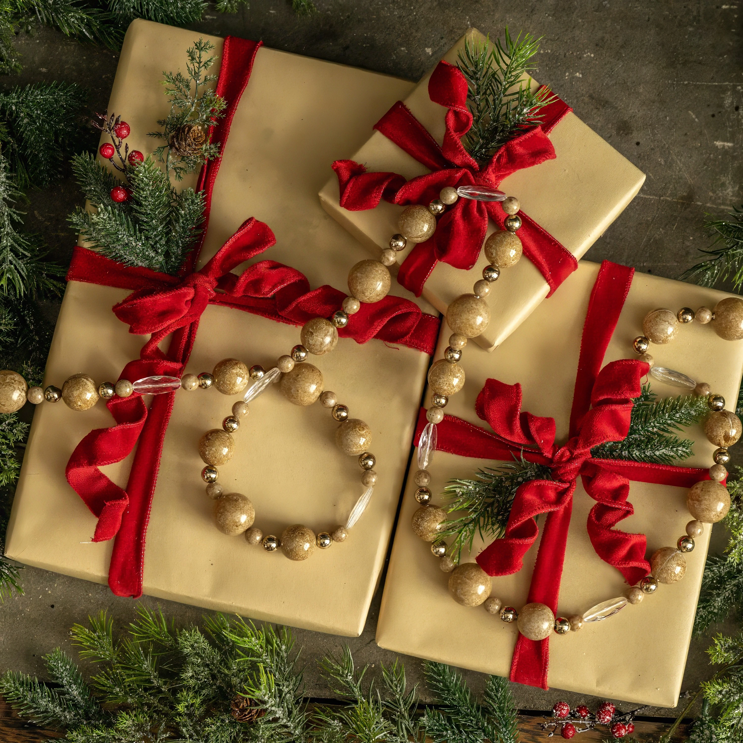 6' BEIGE BEADED GARLAND