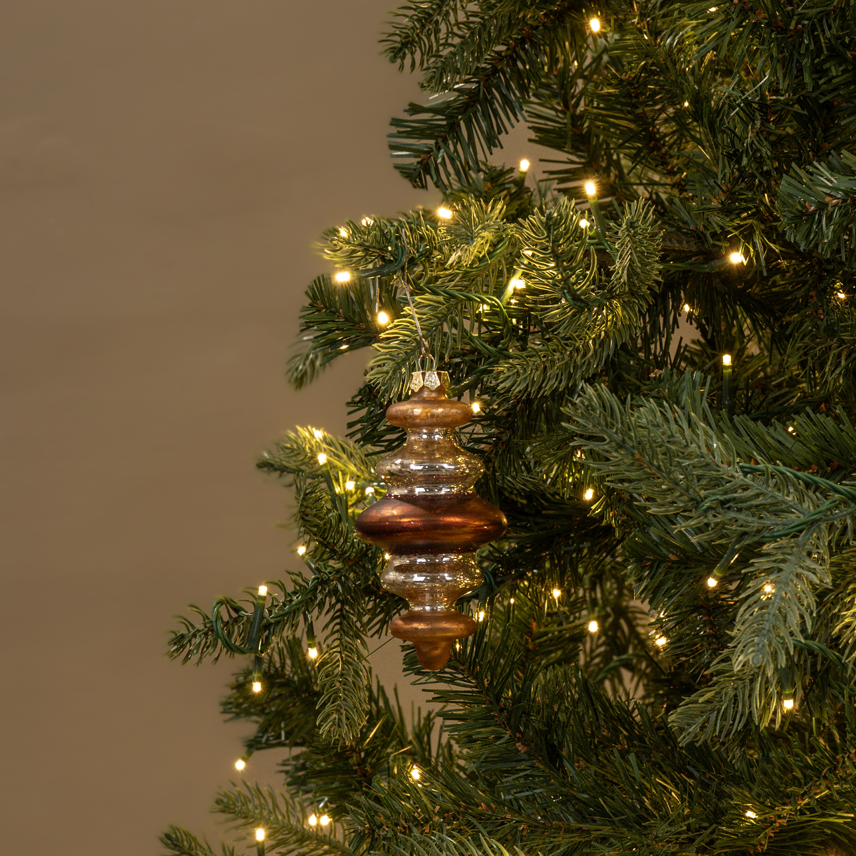5" BROWN & SILVER FINIAL ORNAMENT