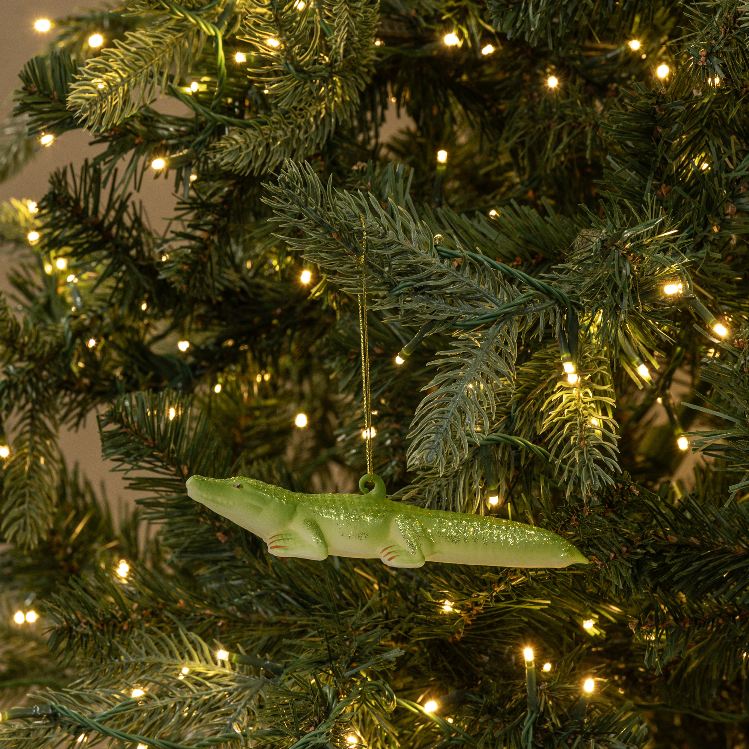 GLITTERED ALLIGATOR ORNAMENT